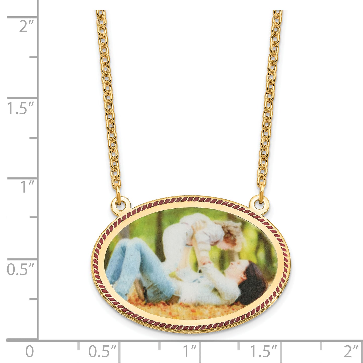 Sterling Silver Gold Plated Medium Rope Border Oval Picture Jewelry Necklace