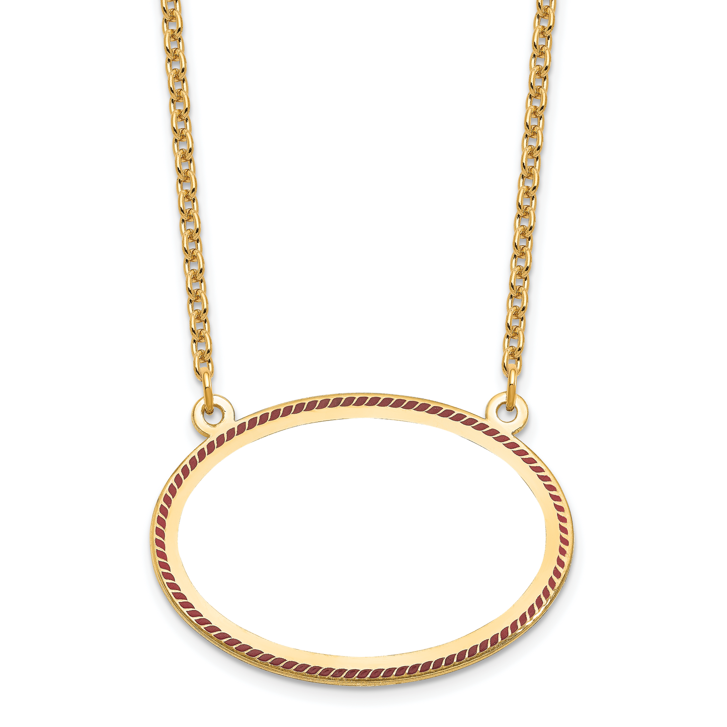 Sterling Silver Gold Plated Medium Rope Border Oval Picture Jewelry Necklace