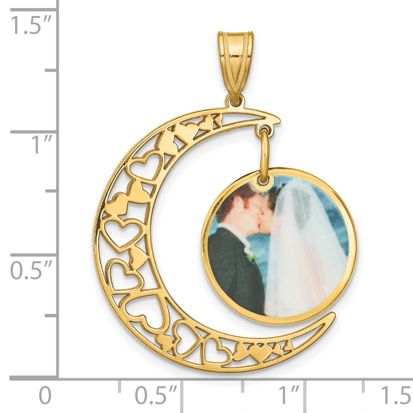 Sterling Silver Gold plated Moon with Picture Jewelry Disc Pendant