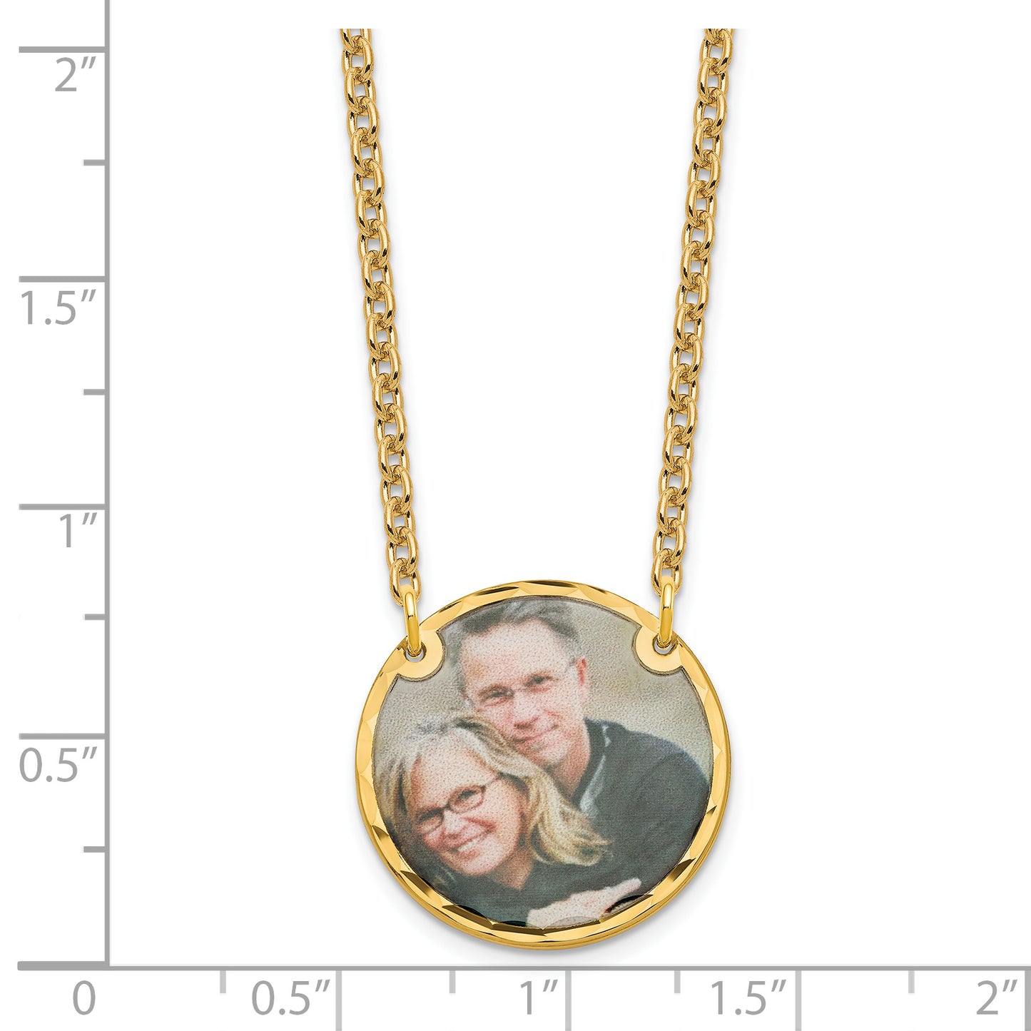 Sterling Silver Gold Plated Medium Diamond-cut Picture Jewelry Disc Necklace