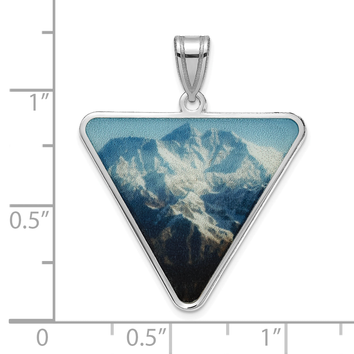 Sterling Silver Rhodium plated Triangle Picture Jewelry Pendant