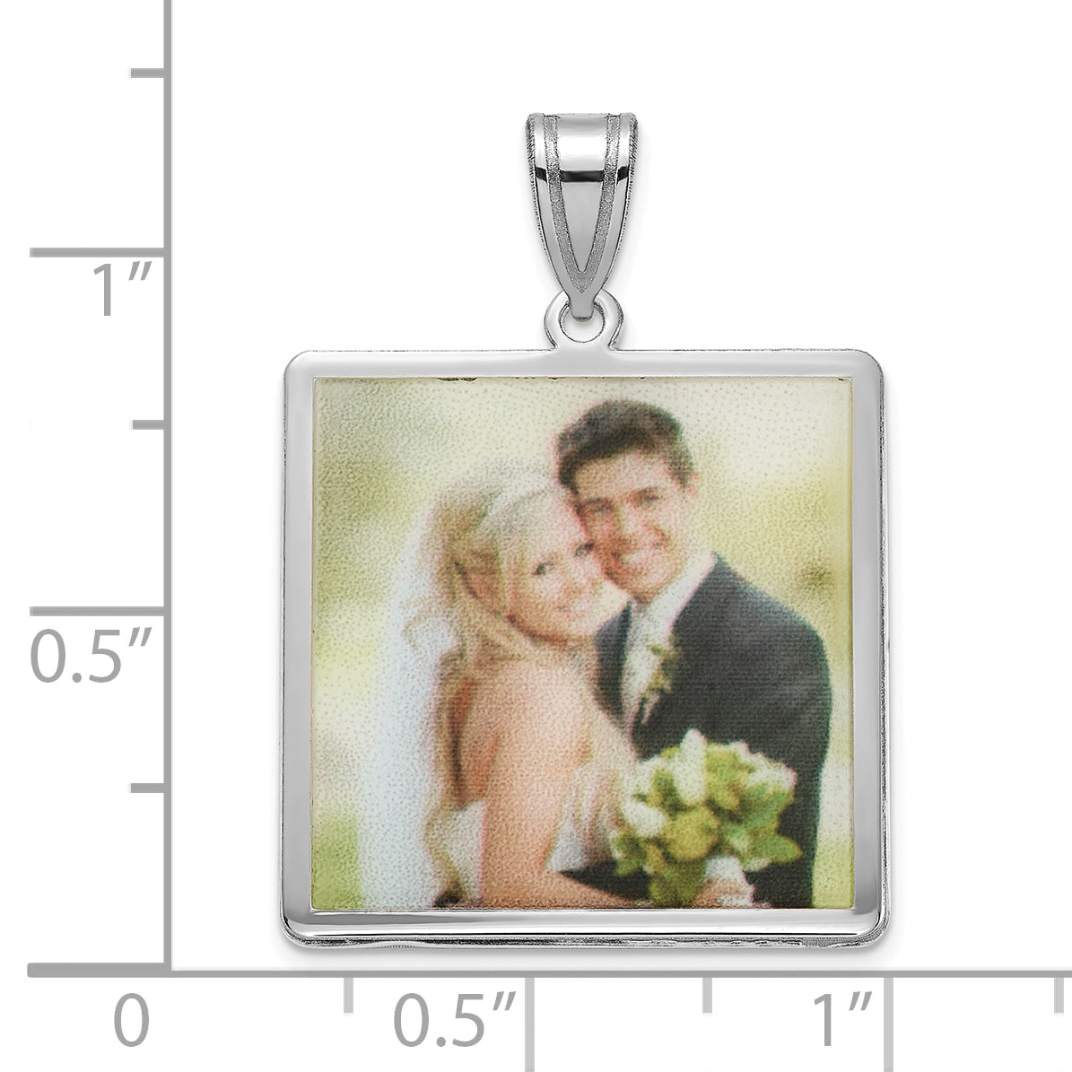 Sterling Silver Rhodium plated Square Picture Jewelry Pendant