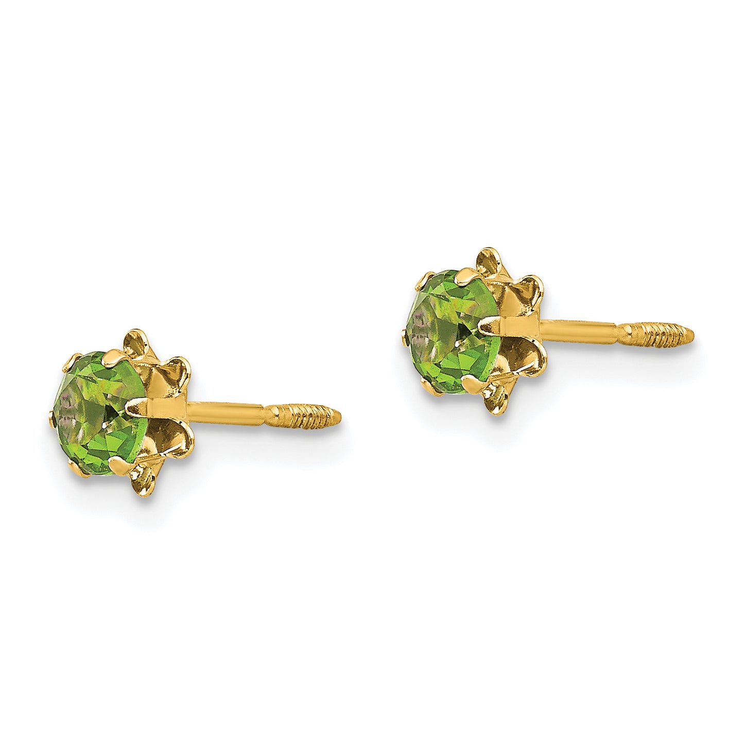 14K Yellow Gold Madi K 4mm Cubic Zirconia Birthstone (Aug) Screwback Earrings