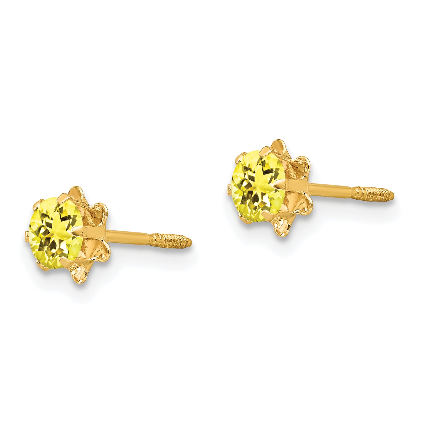 14K Yellow Gold Madi K 4mm Cubic Zirconia Birthstone (Nov) Screwback Earrings