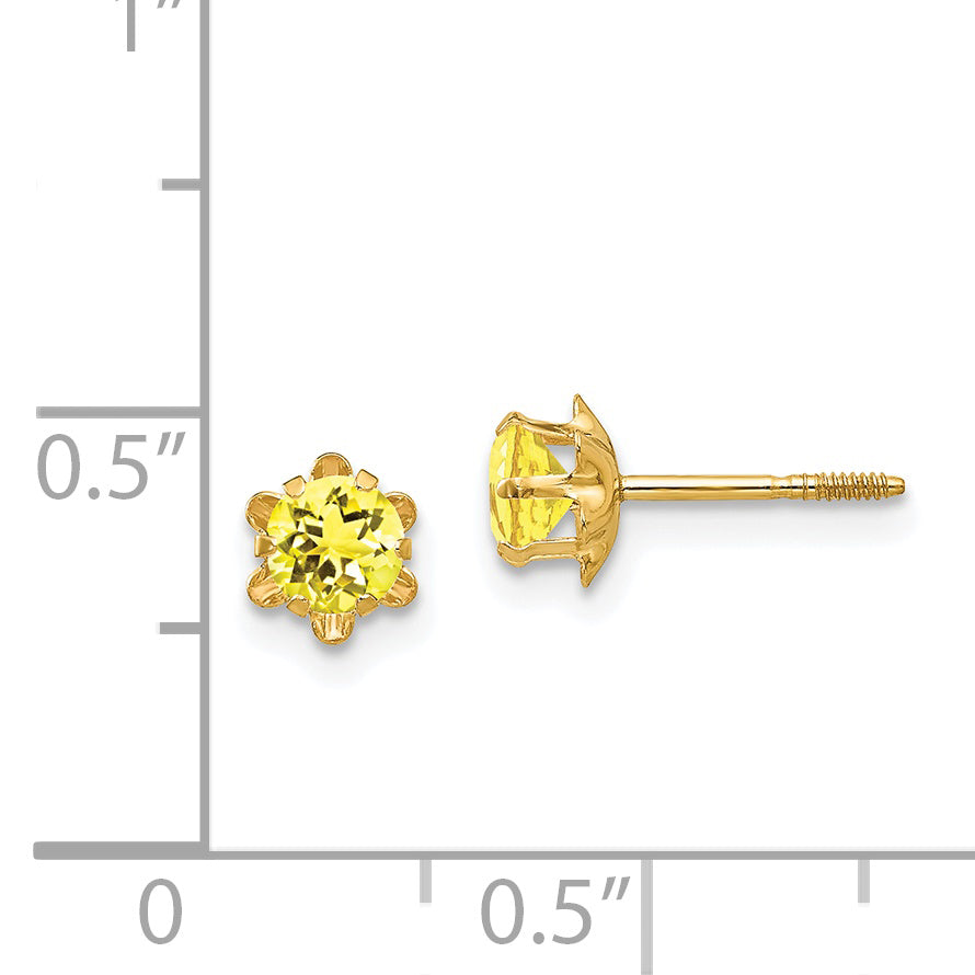 14K Yellow Gold Madi K 4mm Cubic Zirconia Birthstone (Nov) Screwback Earrings