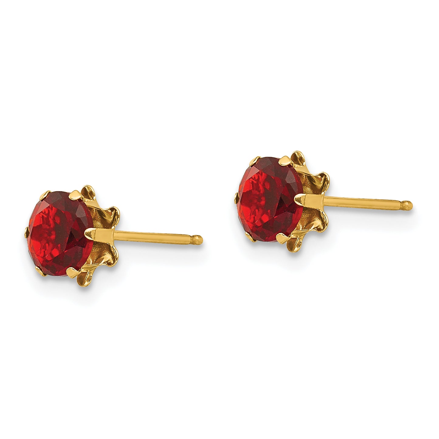 14K Yellow Gold Madi K 5mm Cubic Zirconia Birthstone (Jan) Earrings