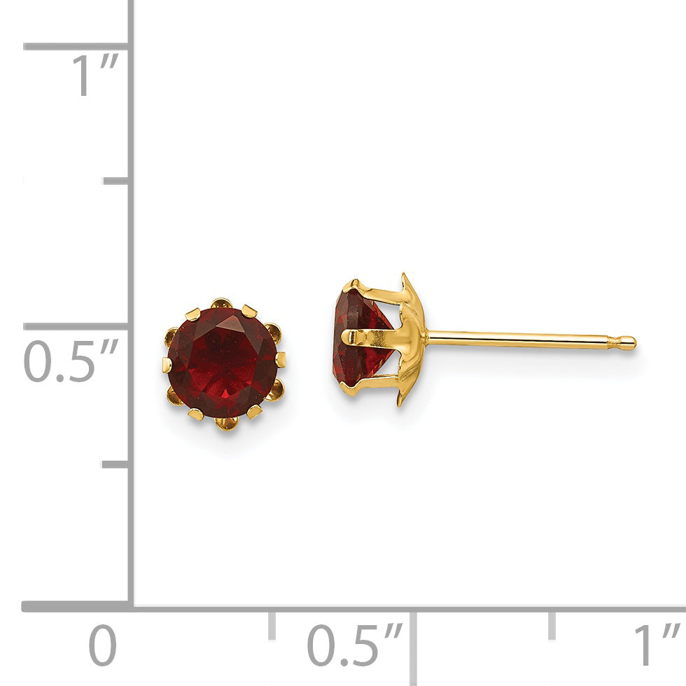 14K Yellow Gold Madi K 5mm Cubic Zirconia Birthstone (Jan) Earrings
