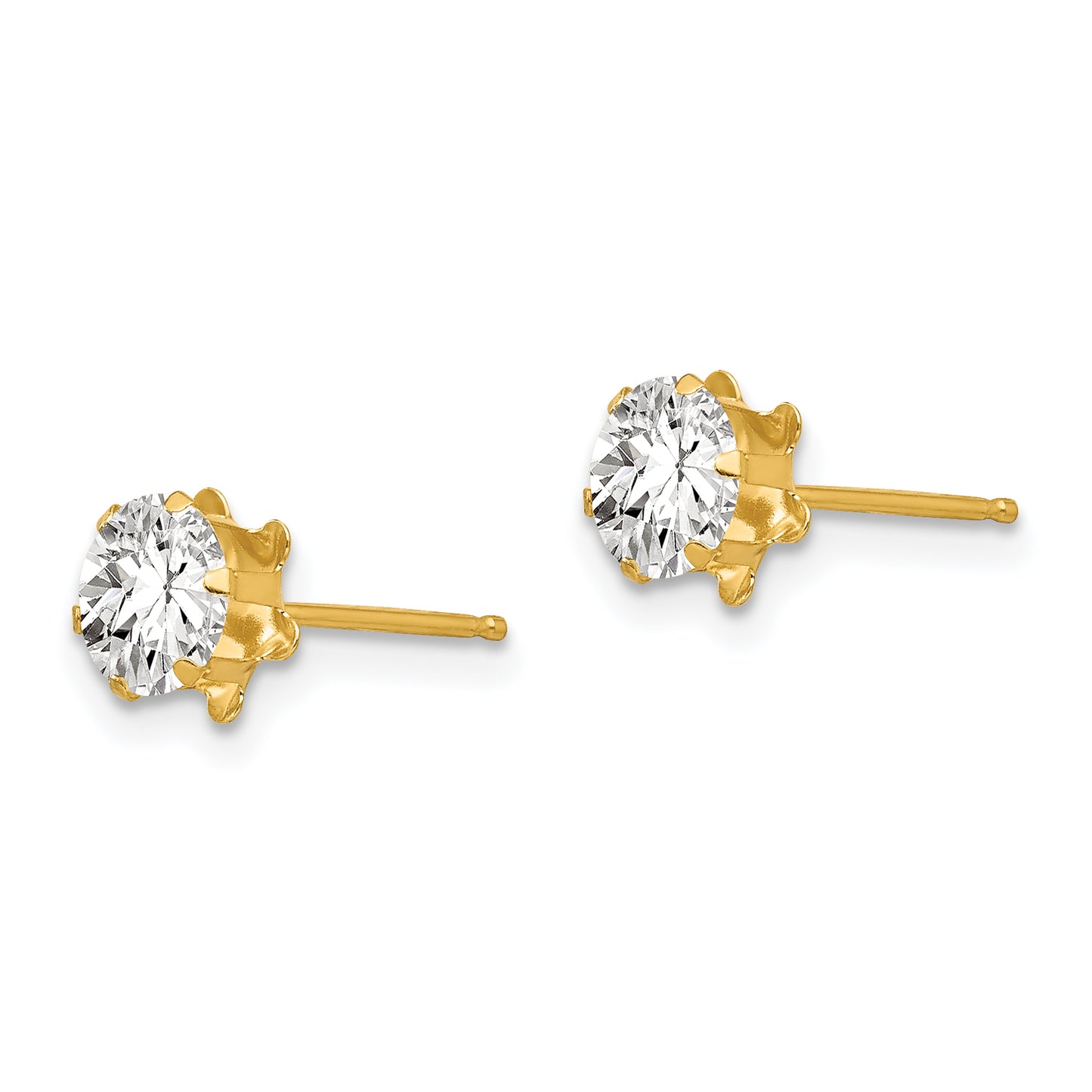 14K Yellow Gold Madi K 5mm Cubic Zirconia Birthatone (Apr) Earrings