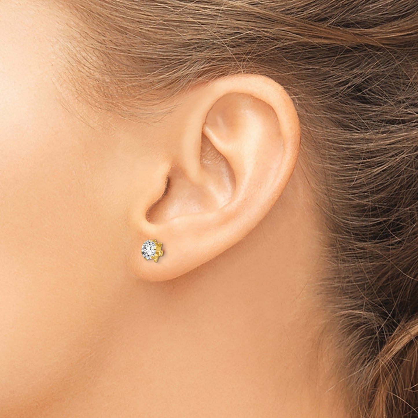 14K Yellow Gold Madi K 5mm Cubic Zirconia Birthatone (Apr) Earrings