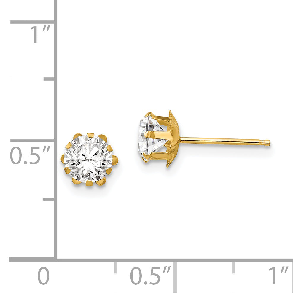 14K Yellow Gold Madi K 5mm Cubic Zirconia Birthatone (Apr) Earrings