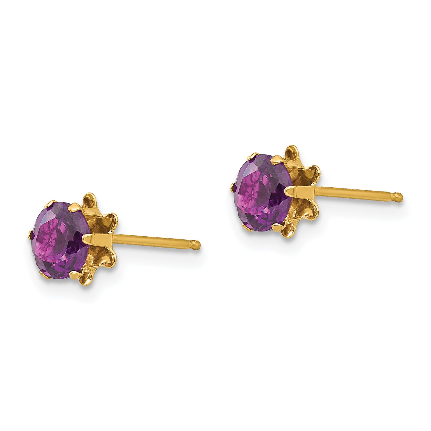 14K Yellow Gold Madi K 5mm Cubic Zirconia Birthstone (Jun) Earrings