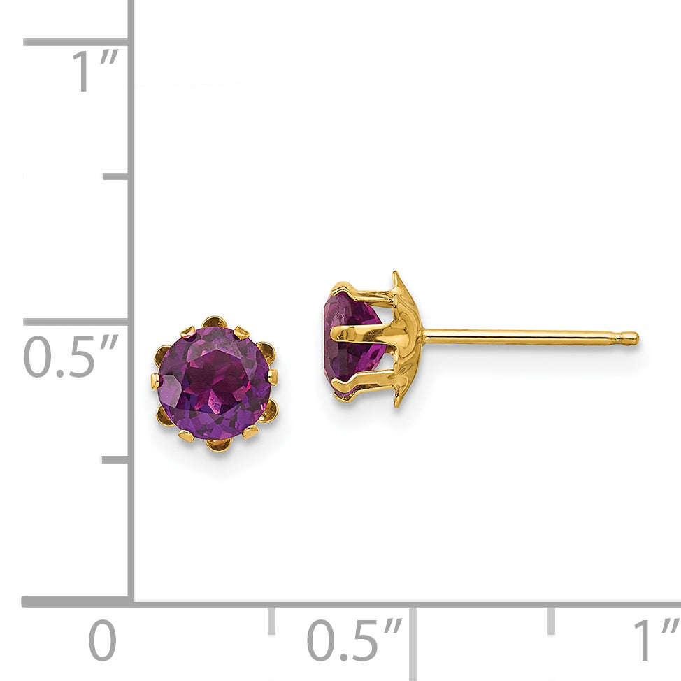 14K Yellow Gold Madi K 5mm Cubic Zirconia Birthstone (Jun) Earrings