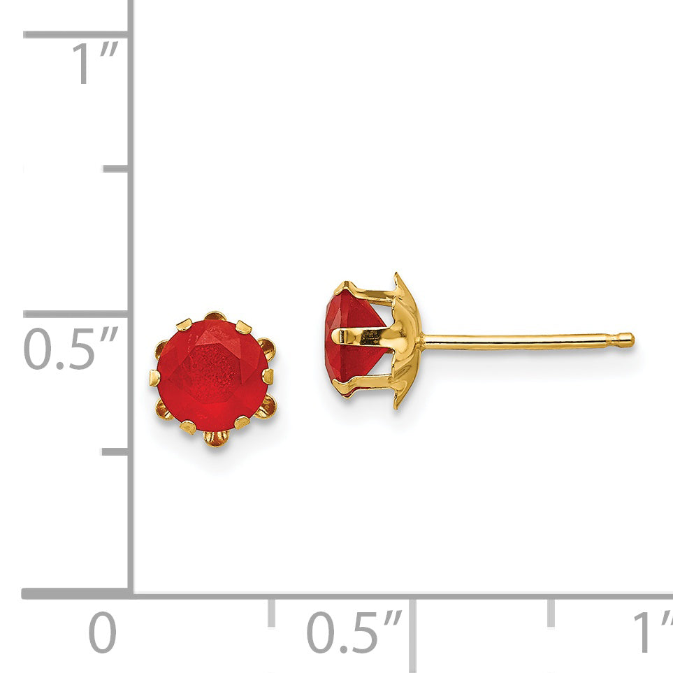 14K Yellow Gold Madi K 5mm Cubic Zirconia Birthstone (Jul) Earrings