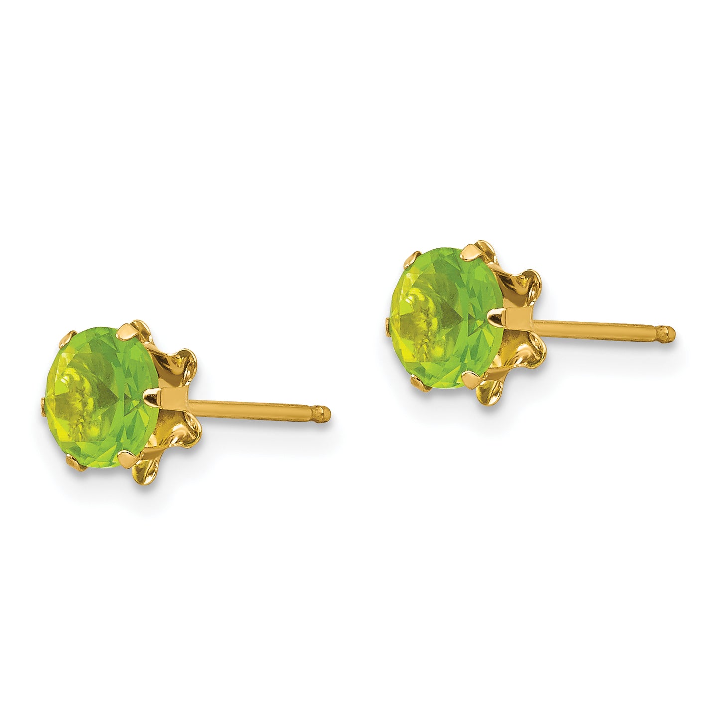 14K Yellow Gold Madi K 5mm Cubic Zirconia Birthstone(Aug) Earrings