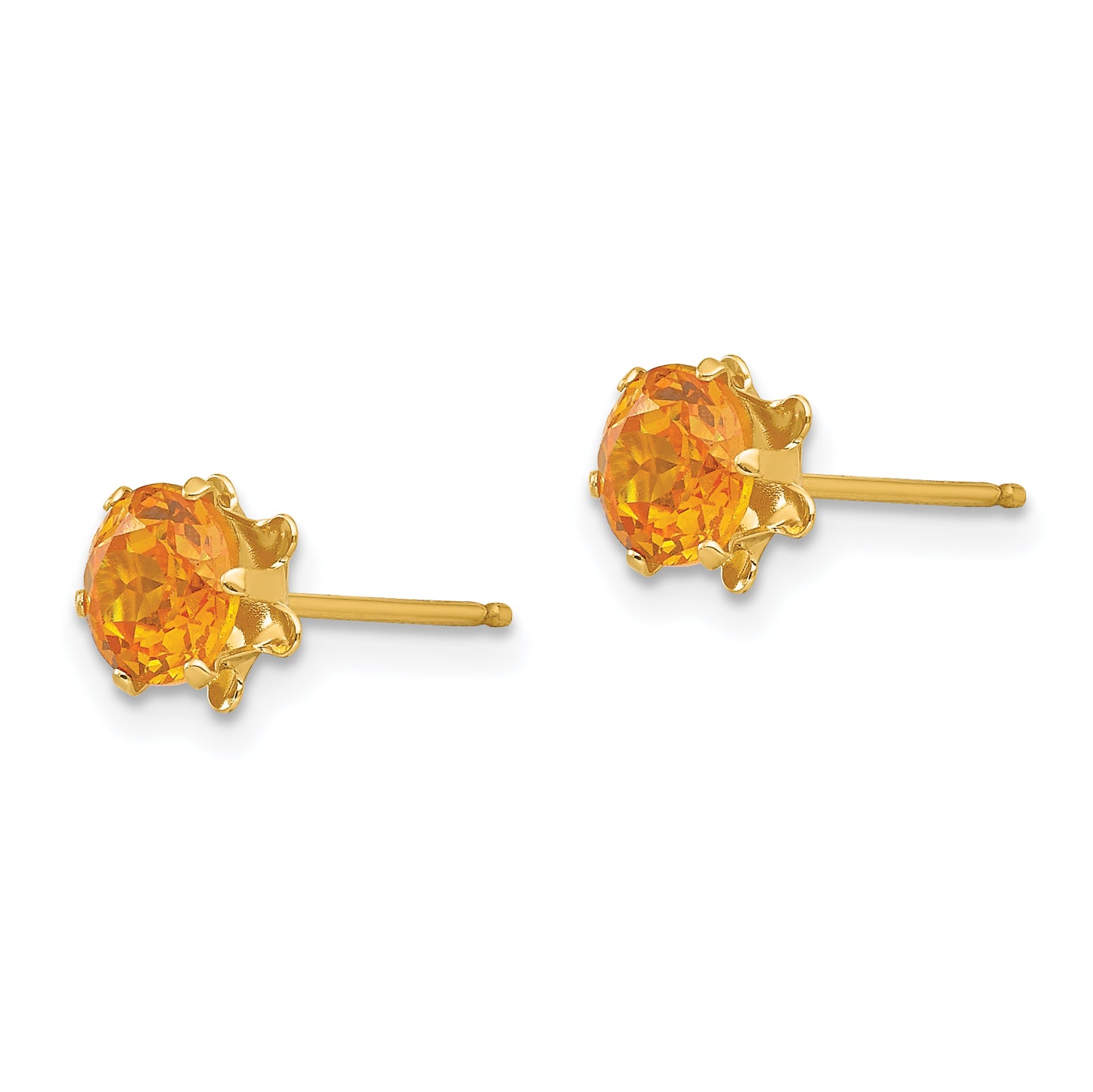 14K Yellow Gold Madi K 5mm Cubic Zirconia Birthstone (Nov) Earrings