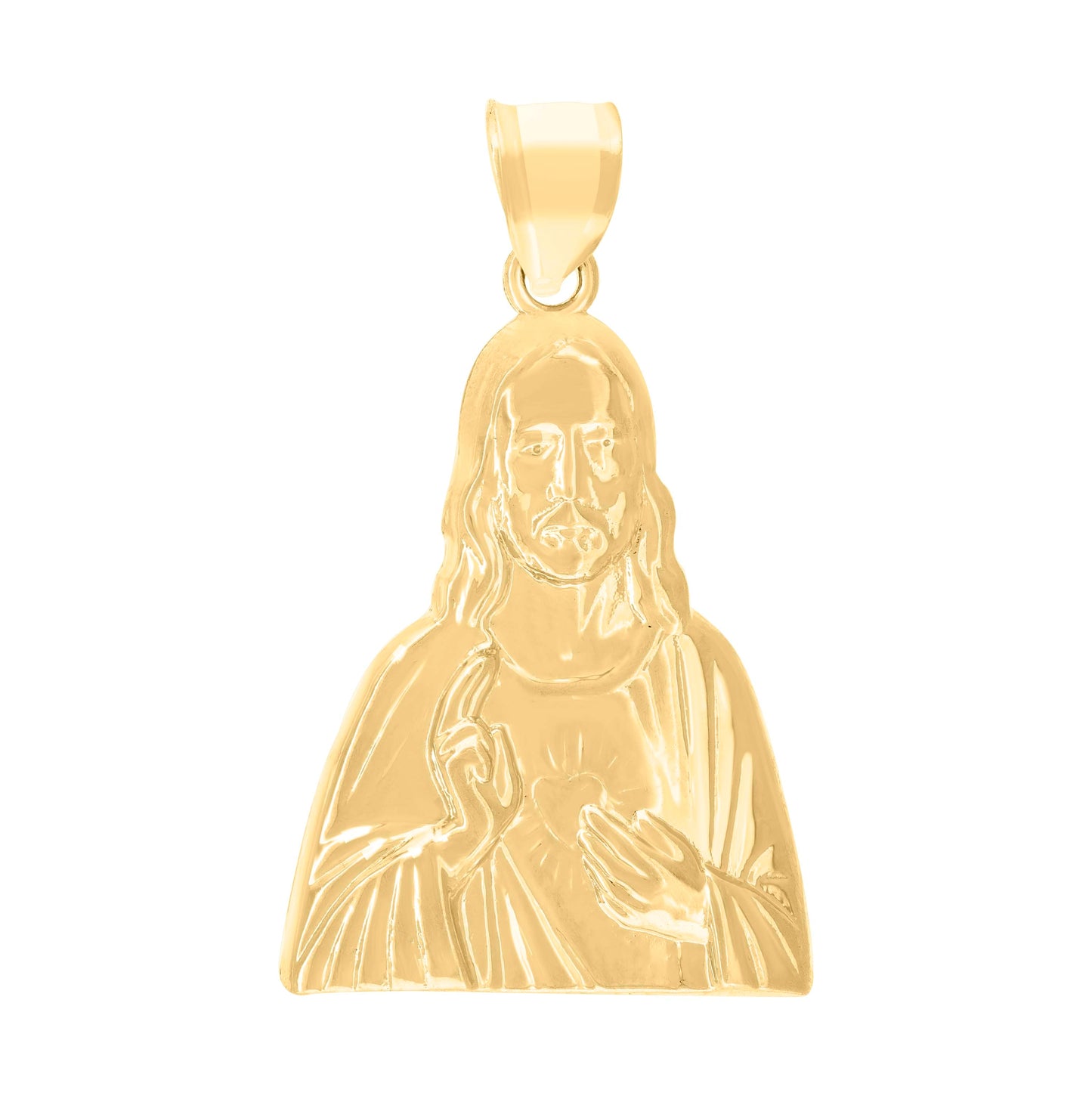 10K Yellow Gold Polished Jesus Religious Charm Pendant