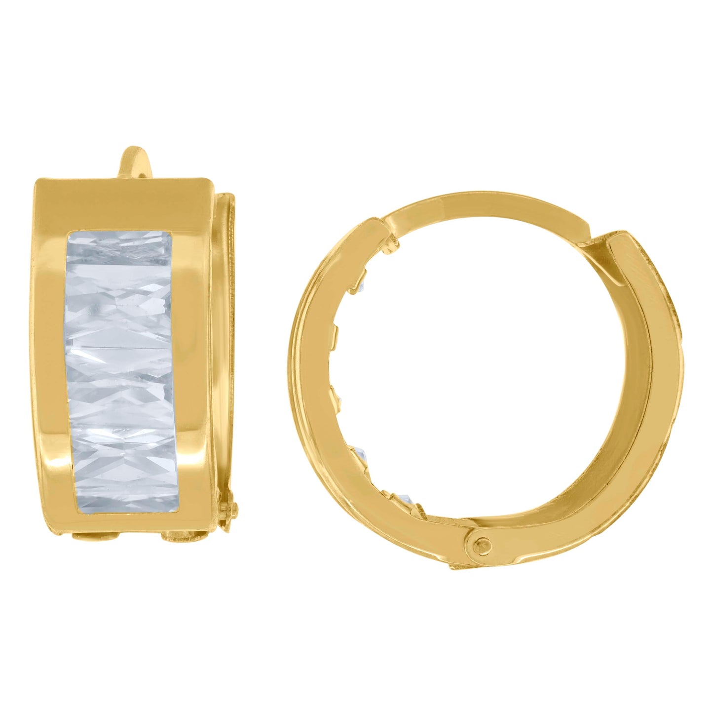 10K Yellow Gold Womens Cubic-Zirconia Hoop Earrings
