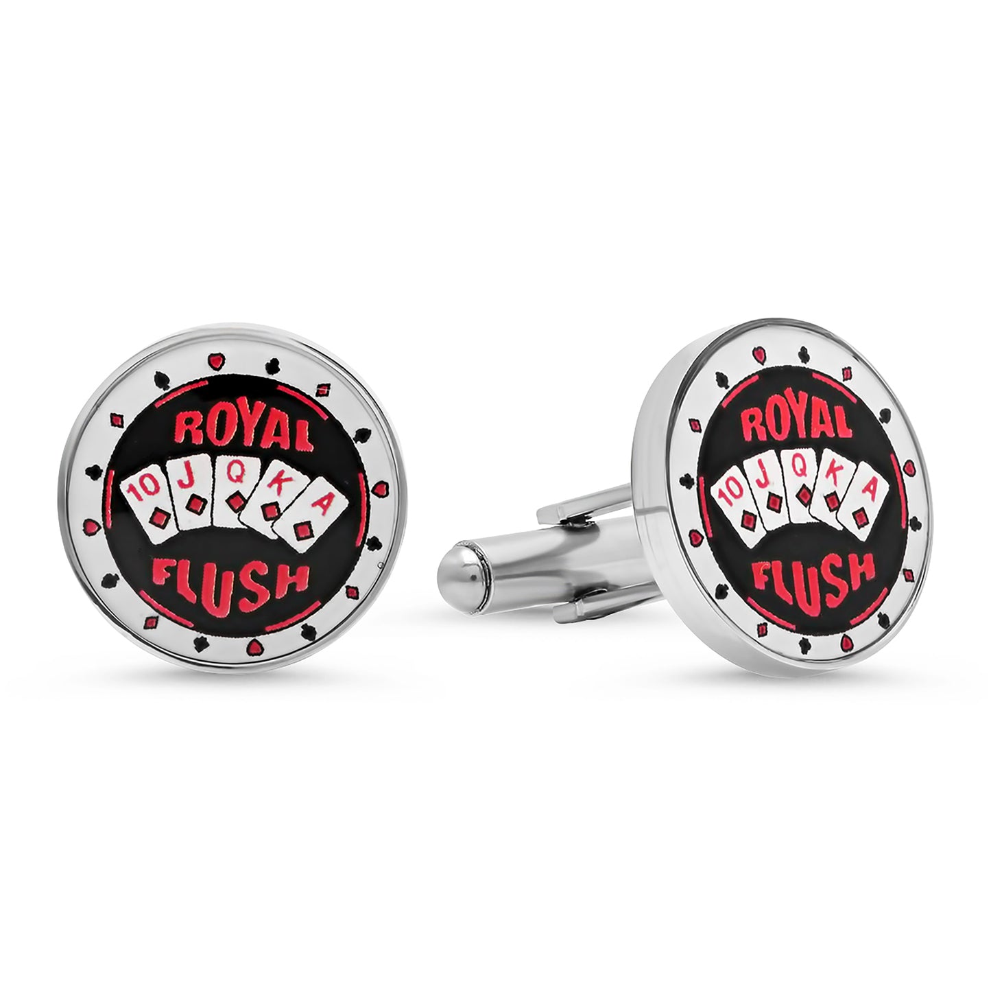 Stainless Steel Mens Royal Flush Cufflinks