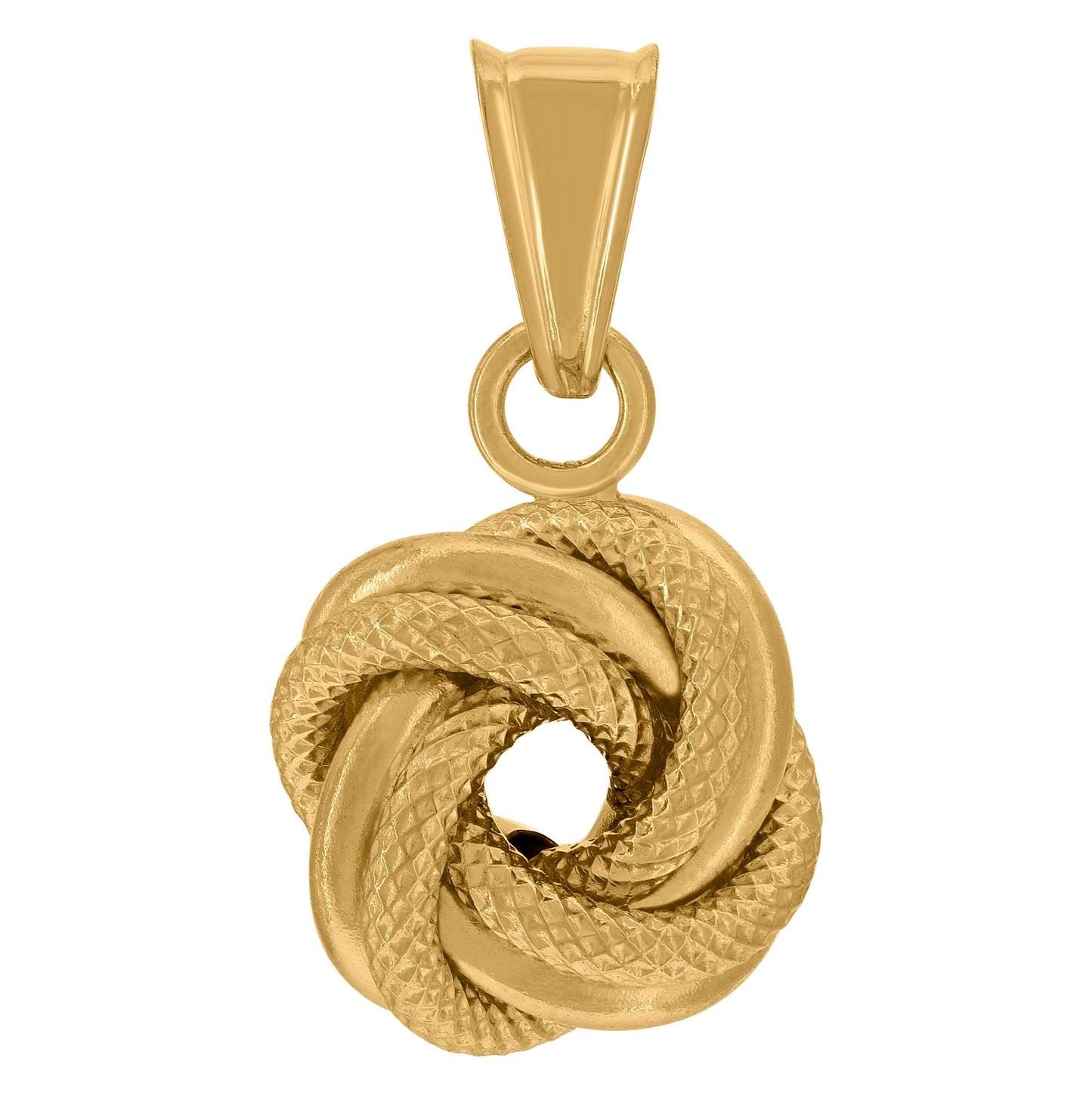 14K Yellow Gold Womens Polished Finish Textured Love Knot Charm Pendant