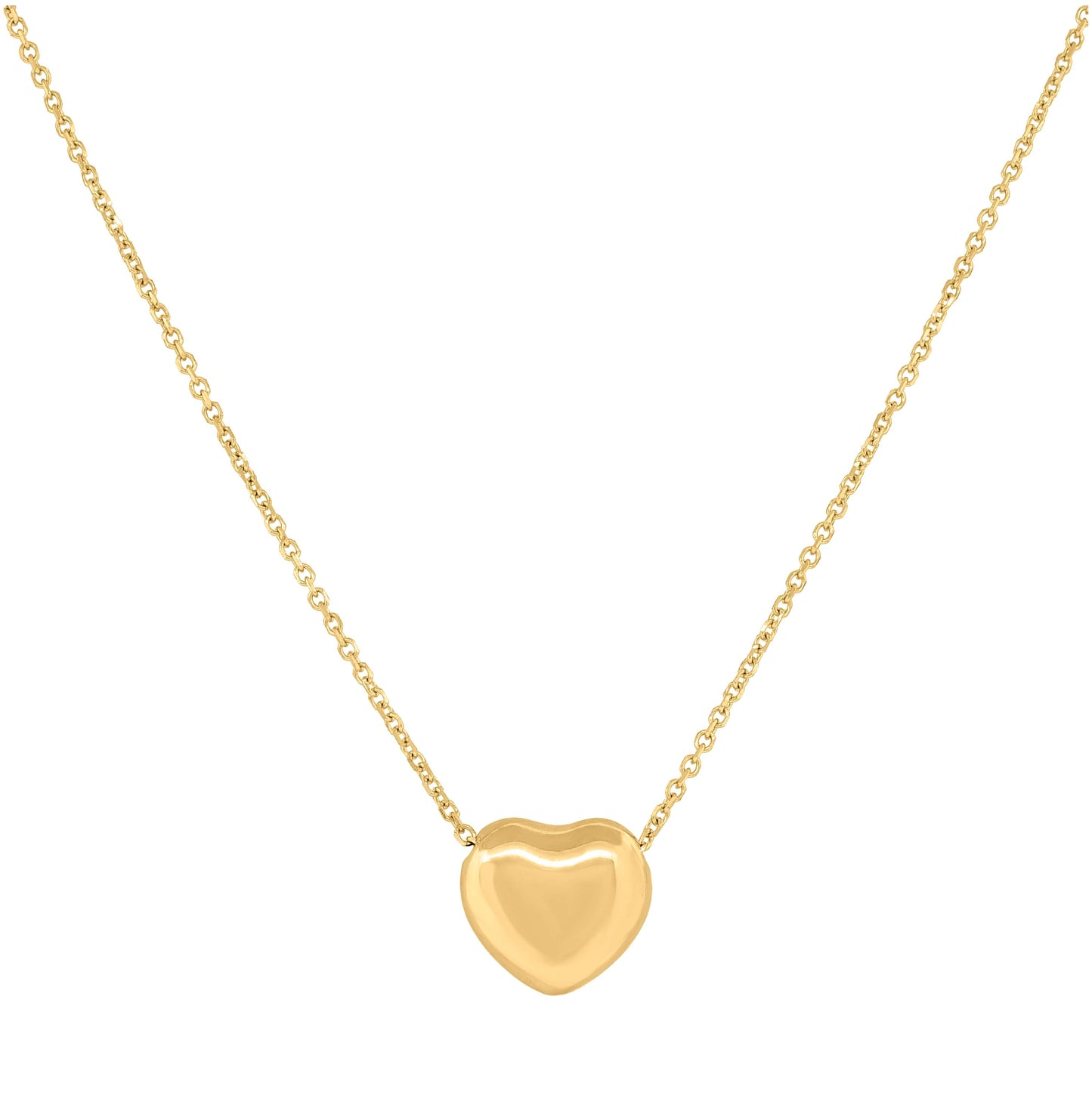 14K Yellow Gold Womens Polished Finish Heart Necklace Size 18 Inches