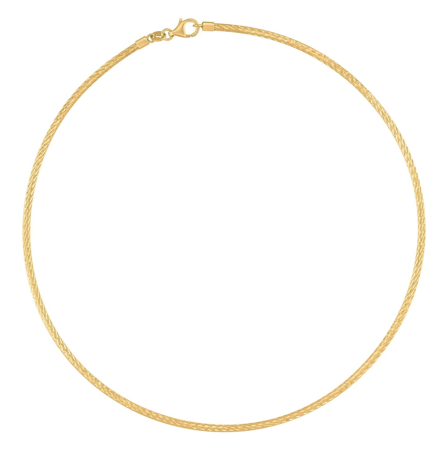 14K Yellow Gold Unisex Diamond-Cut Omega Necklace