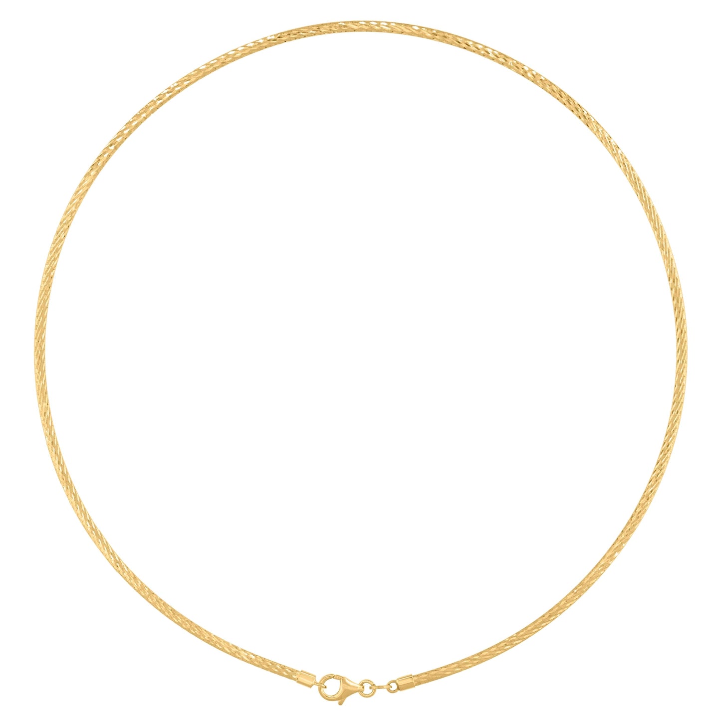 14K Yellow Gold Unisex Diamond-Cut Omega Necklace