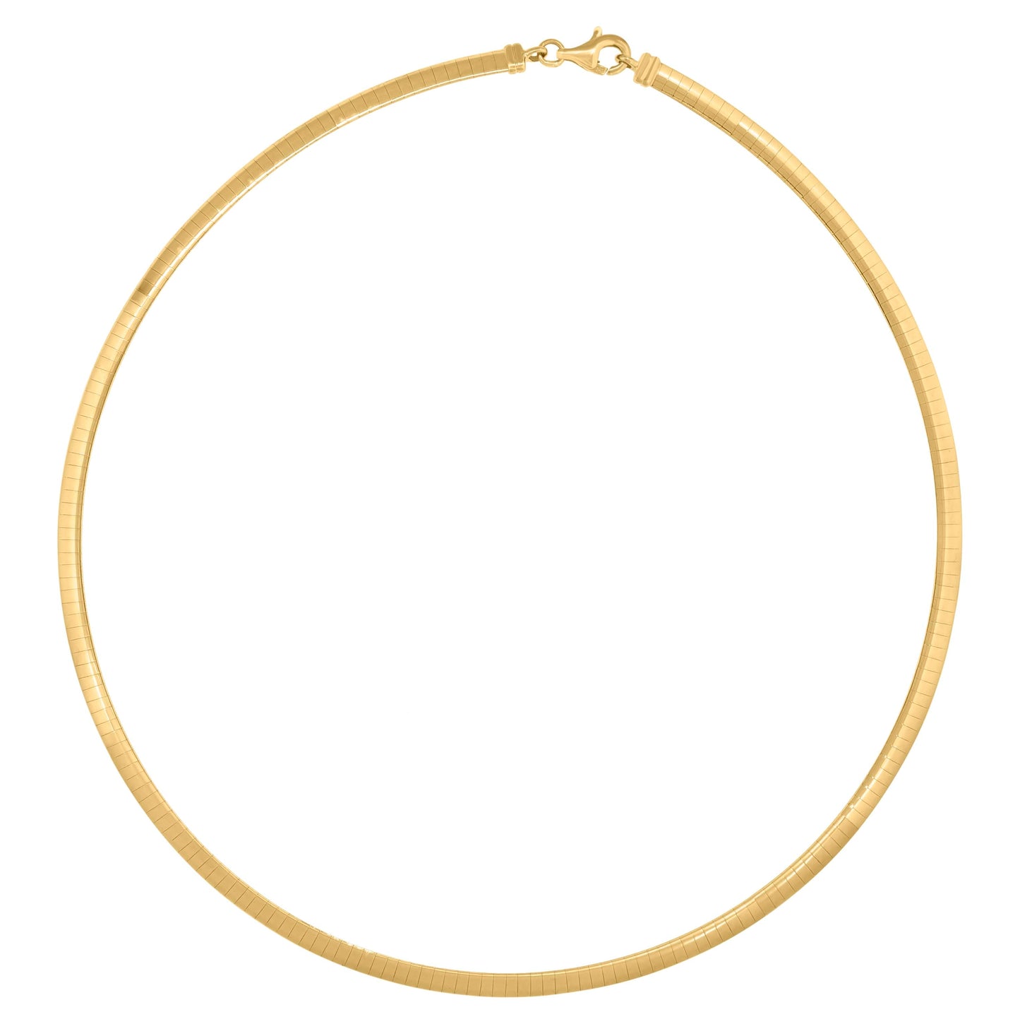 14K Yellow Gold Unisex Polished Finish Omega Necklace 4Mm