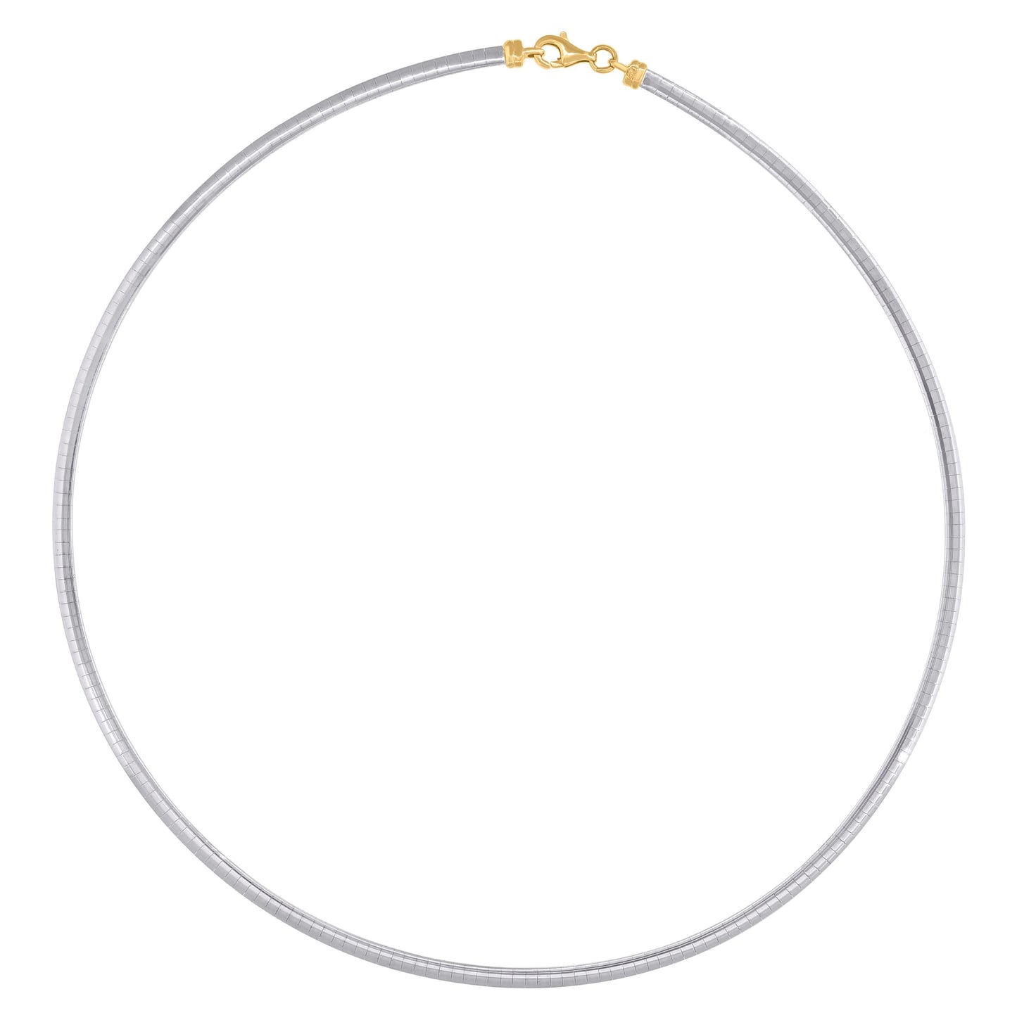 14K White Gold Womens Polished Finish Omega Necklace 3Mm