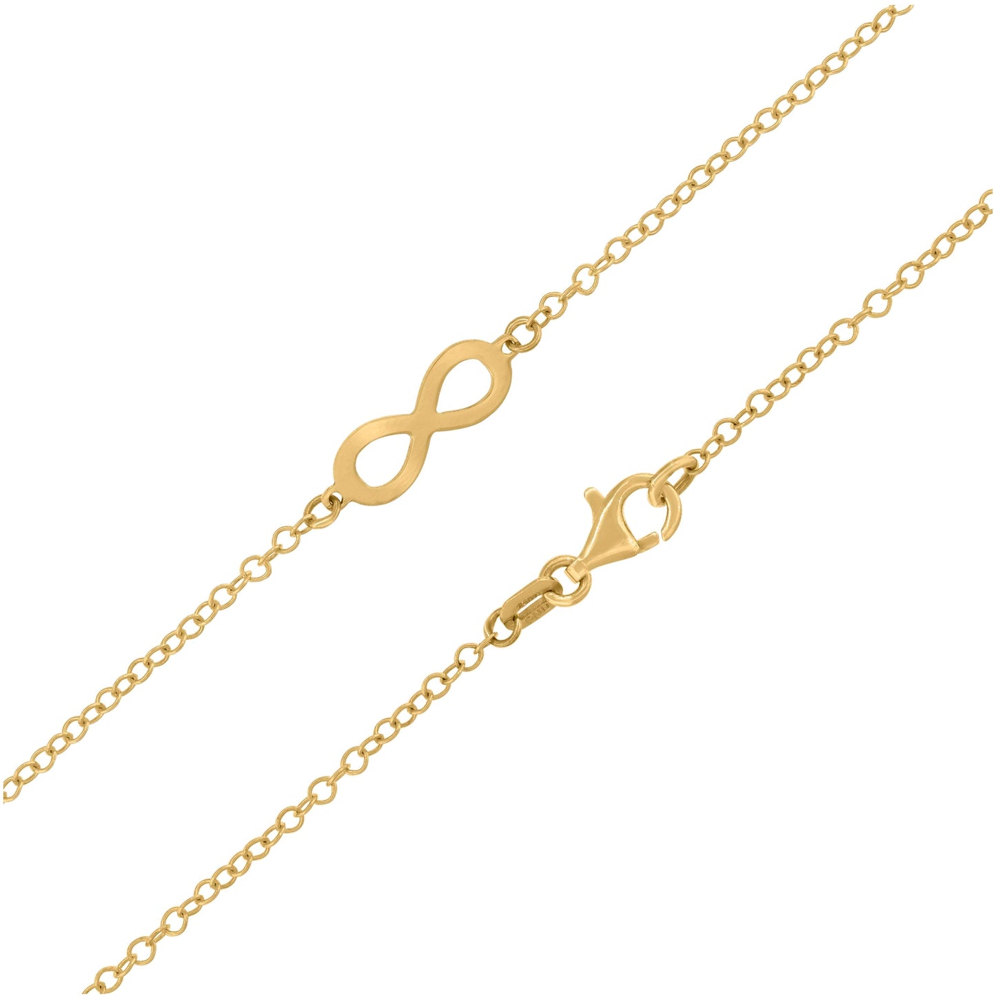 14K Yellow Gold Womens Polished Finish Infinity Necklace Size 18 Inches