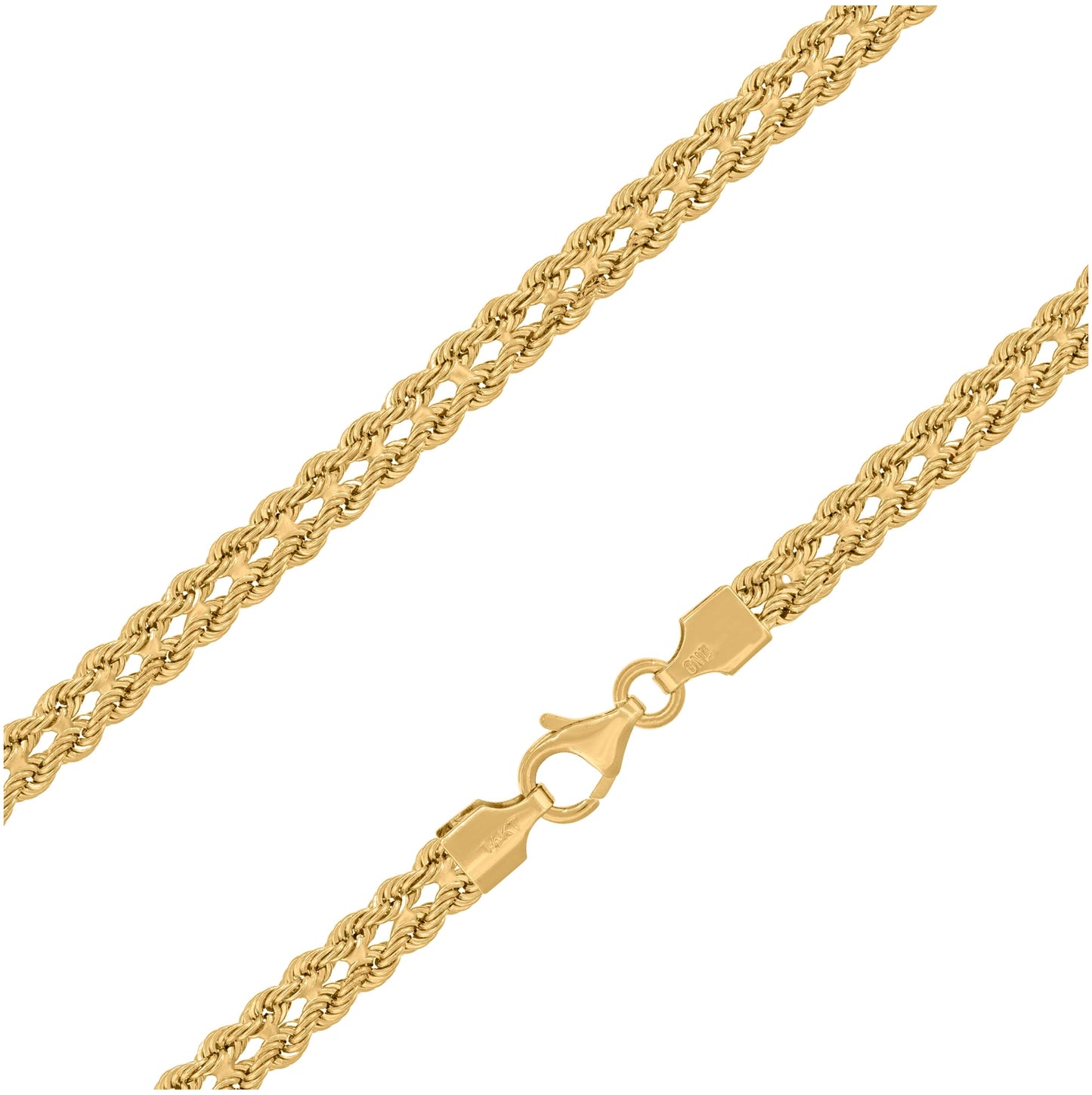 14K Yellow Gold Womens Polished Finish Double Rope Necklace Size 18 Inches