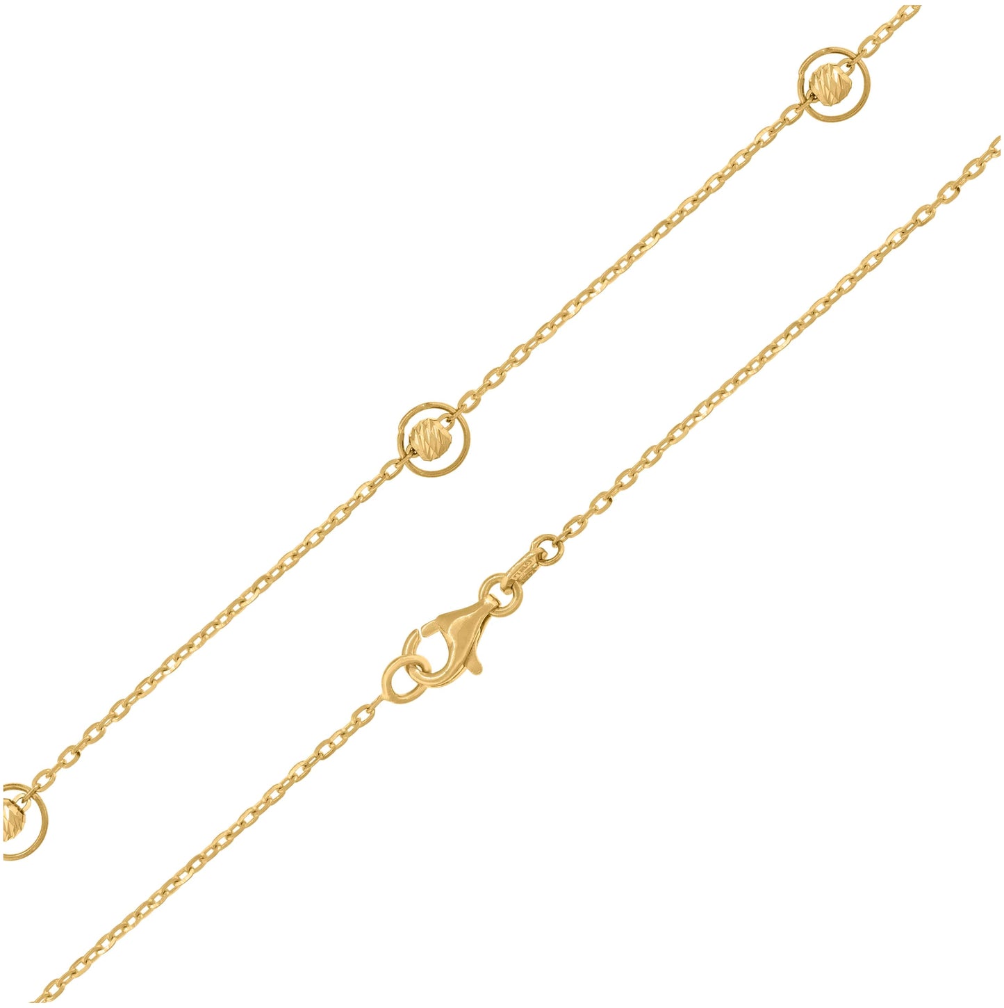 14K Yellow Gold Womens Polished Circle Beaded Necklace Size 18 Inches