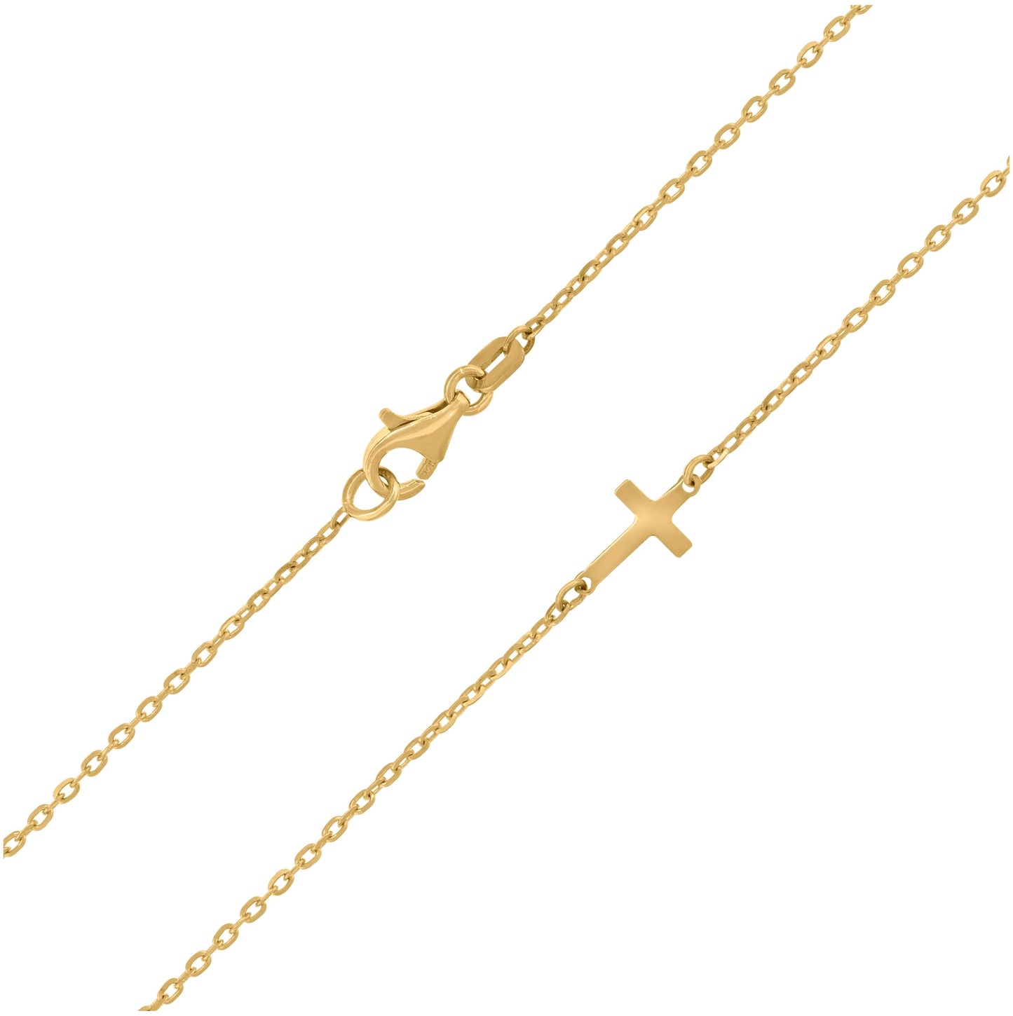 14K Yellow Gold Womens Polished Finish Cross Necklace Size 18 Inches