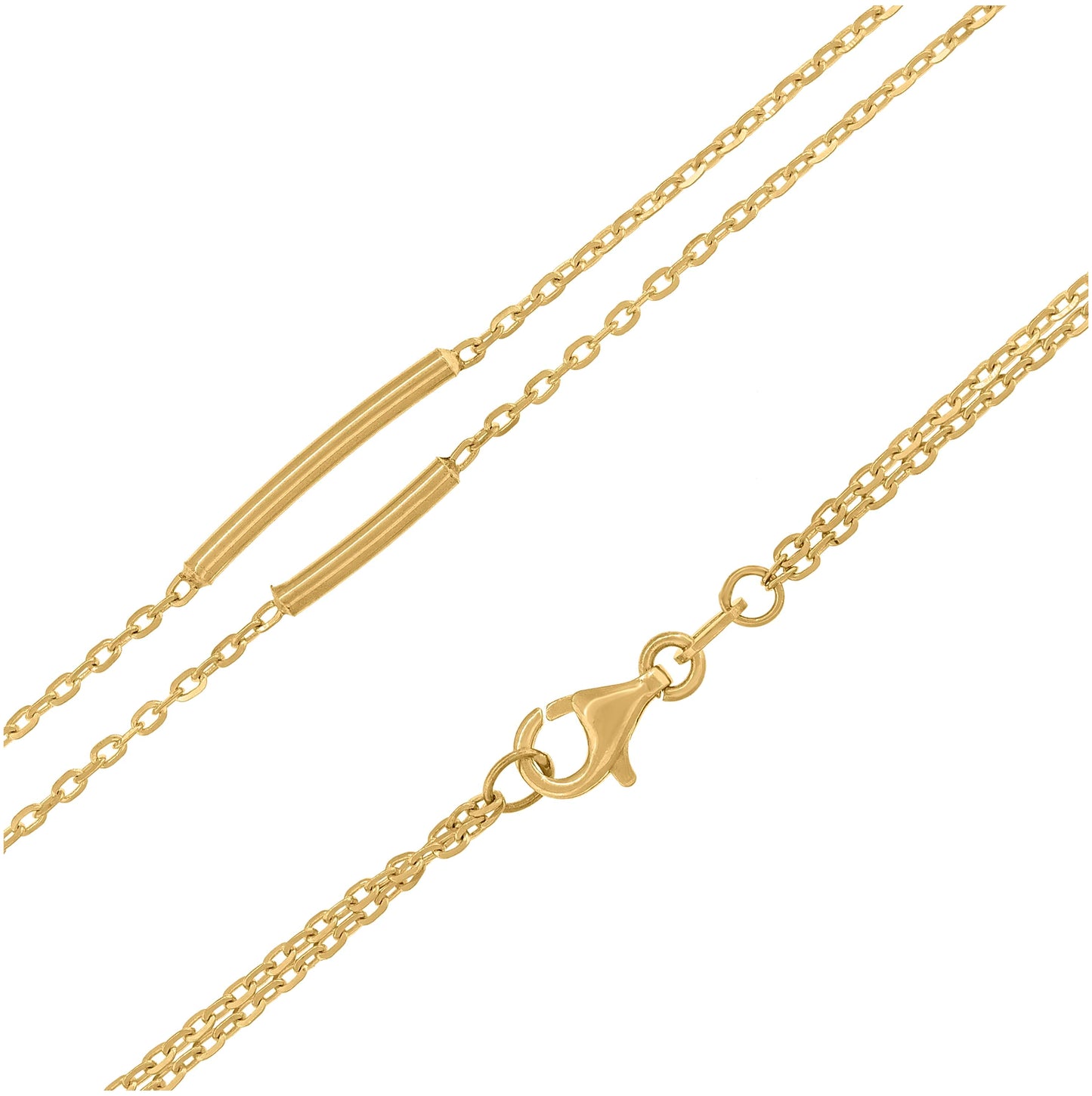 14K Yellow Gold Womens Polished Finish Double Bar Necklace Size 18 Inches