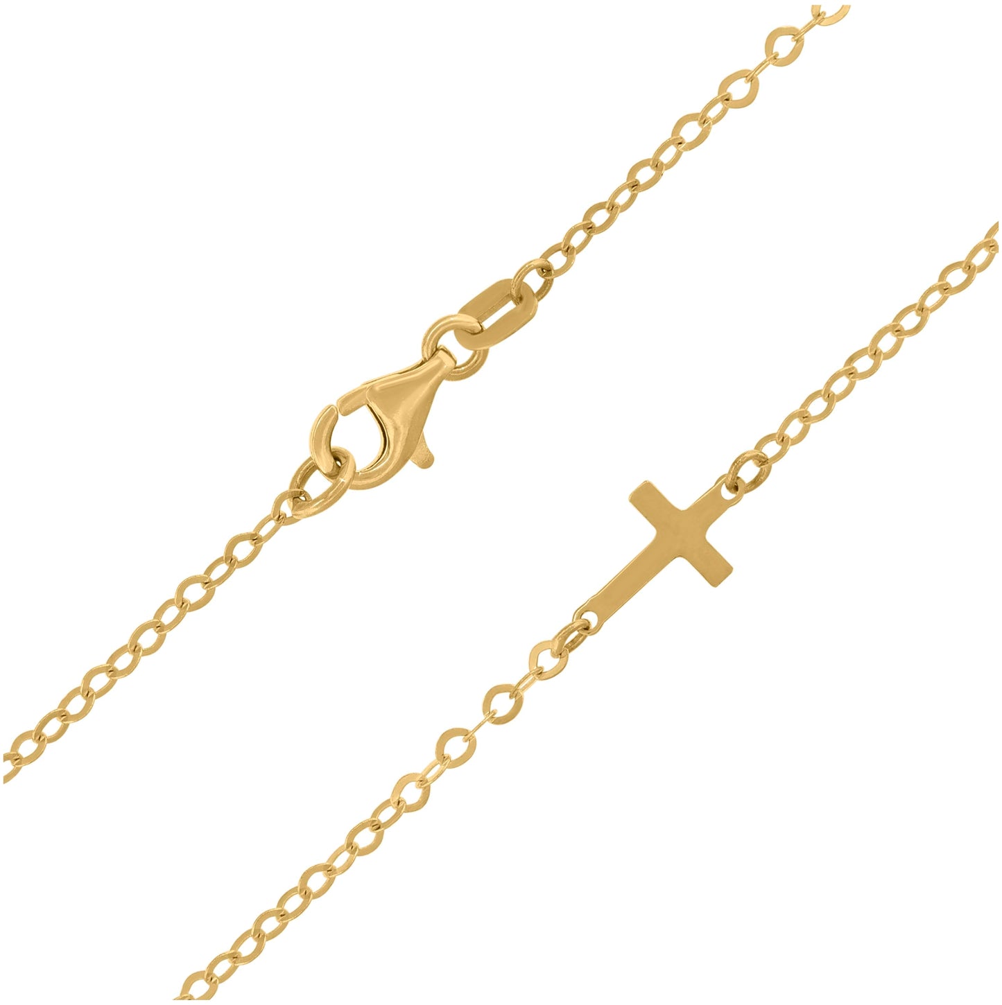 14K Yellow Gold Womens Polished Finish Cross Necklace Size 18 Inches