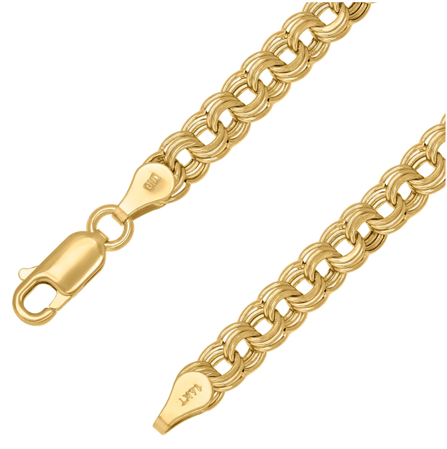 14K Yellow Gold Womens Polished Finish Double Oval Link Necklace