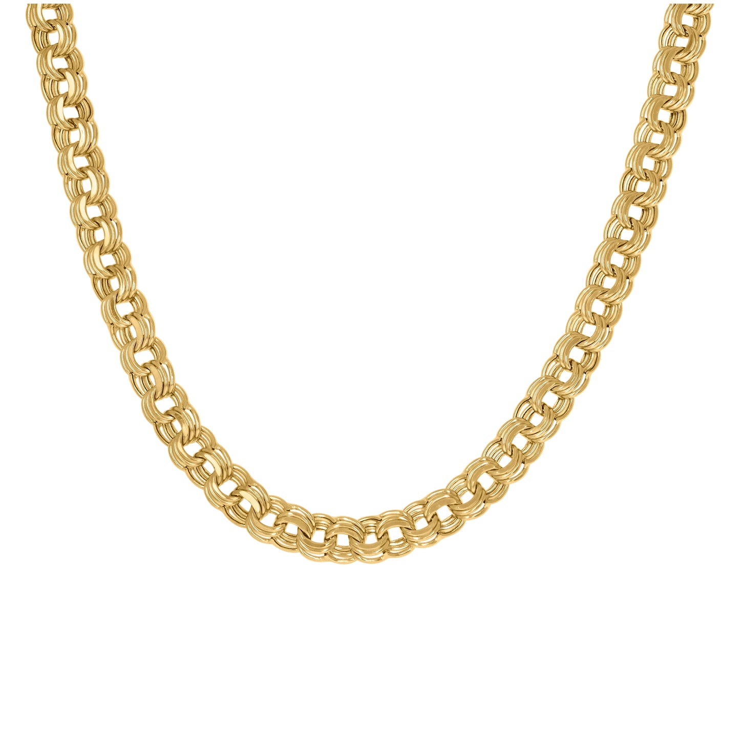 14K Yellow Gold Womens Polished Finish Double Oval Link Necklace