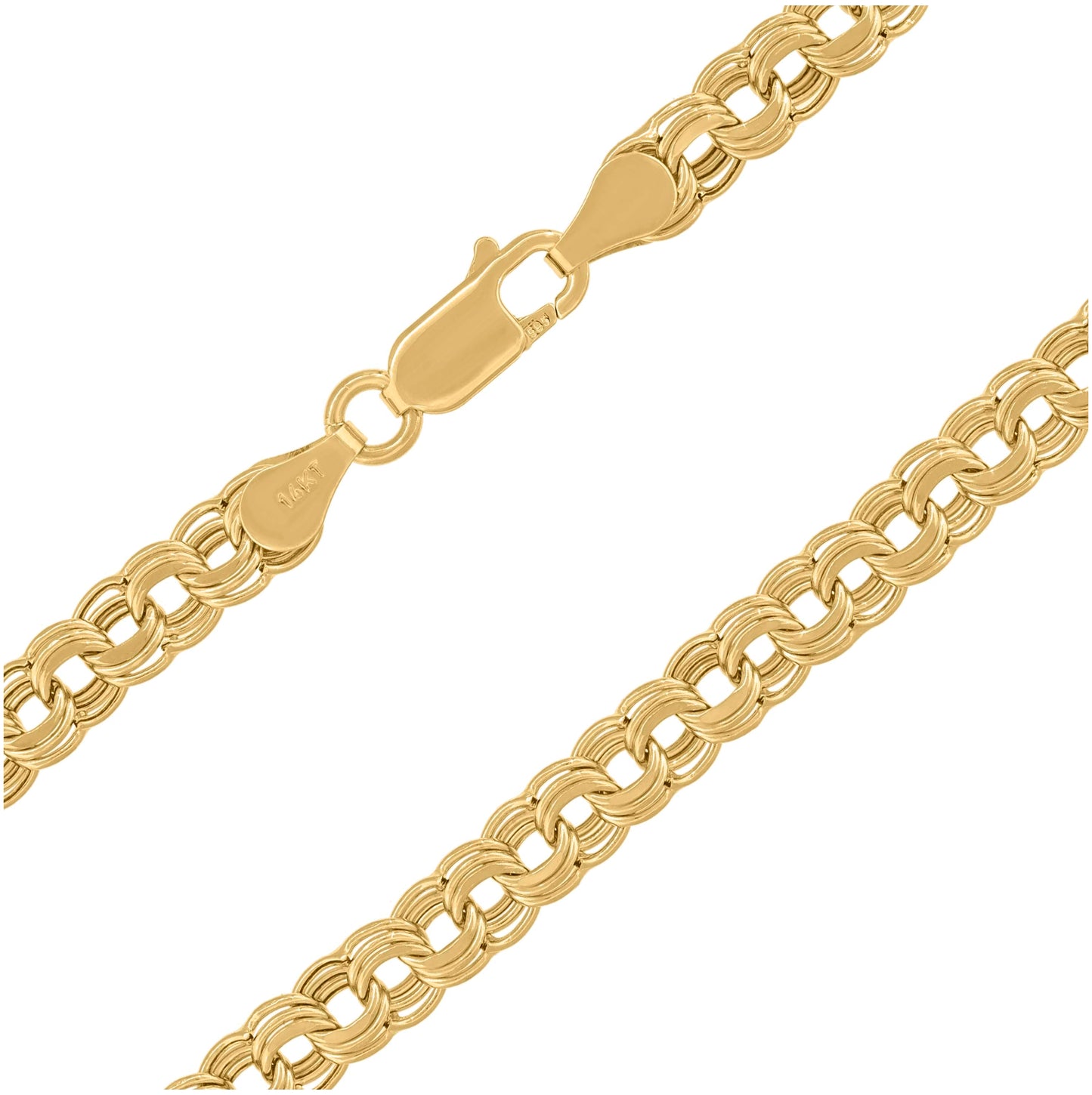 14K Yellow Gold Womens Polished Finish Double Oval Link Necklace