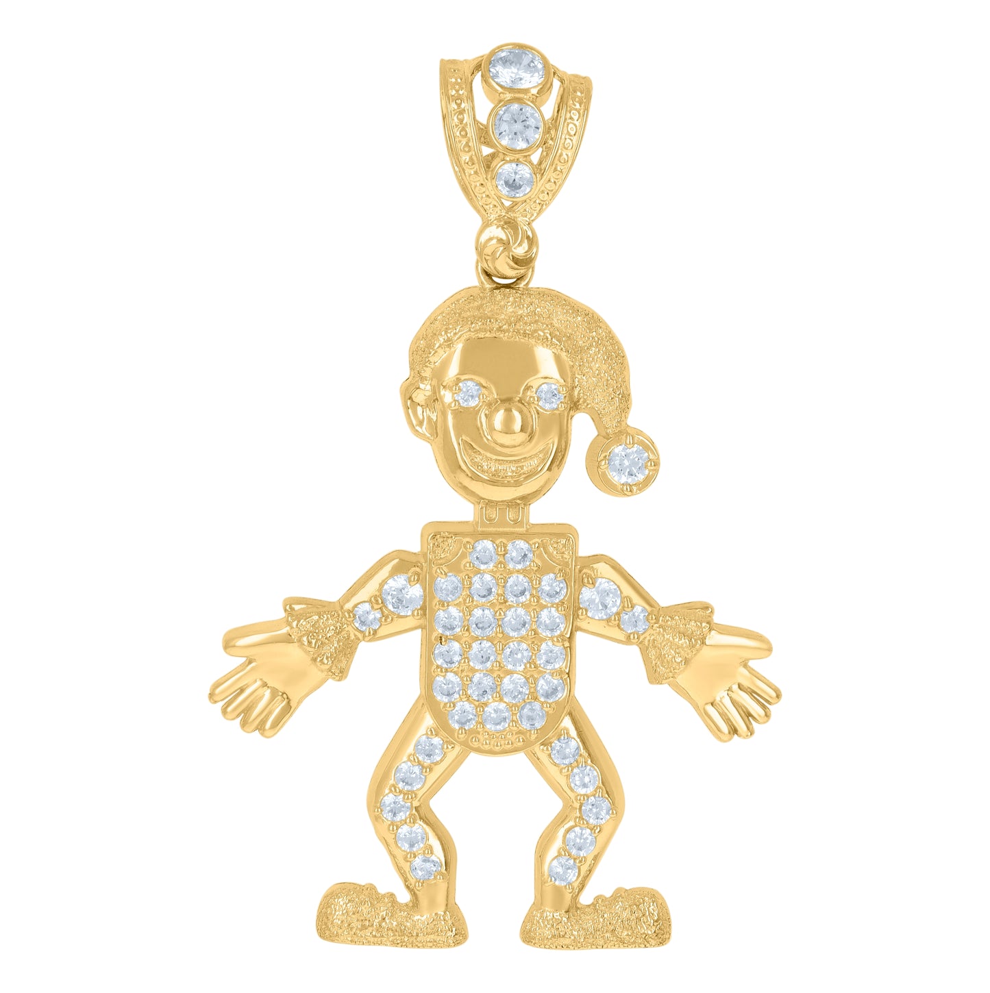 10K Yellow Gold Mens Cubic-Zirconia Joker Fashion Charm Pendant