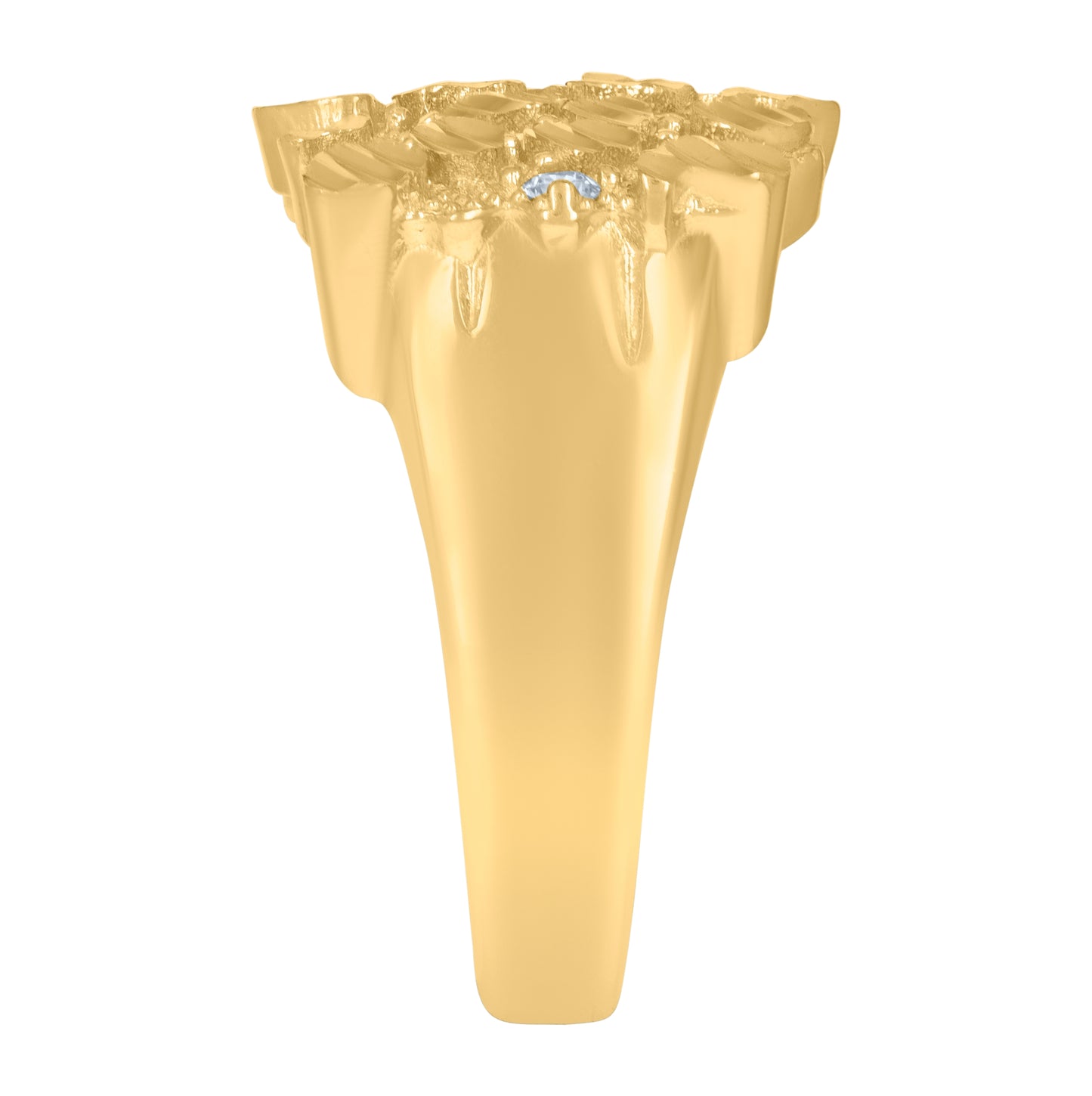 10K Yellow Gold Mens Cubic Zirconia Nugget Fashion Ring