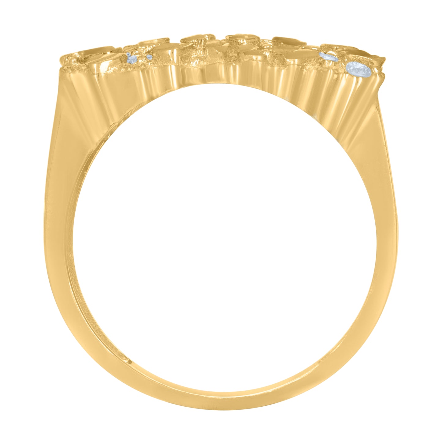 10K Yellow Gold Mens Cubic Zirconia Nugget Fashion Ring