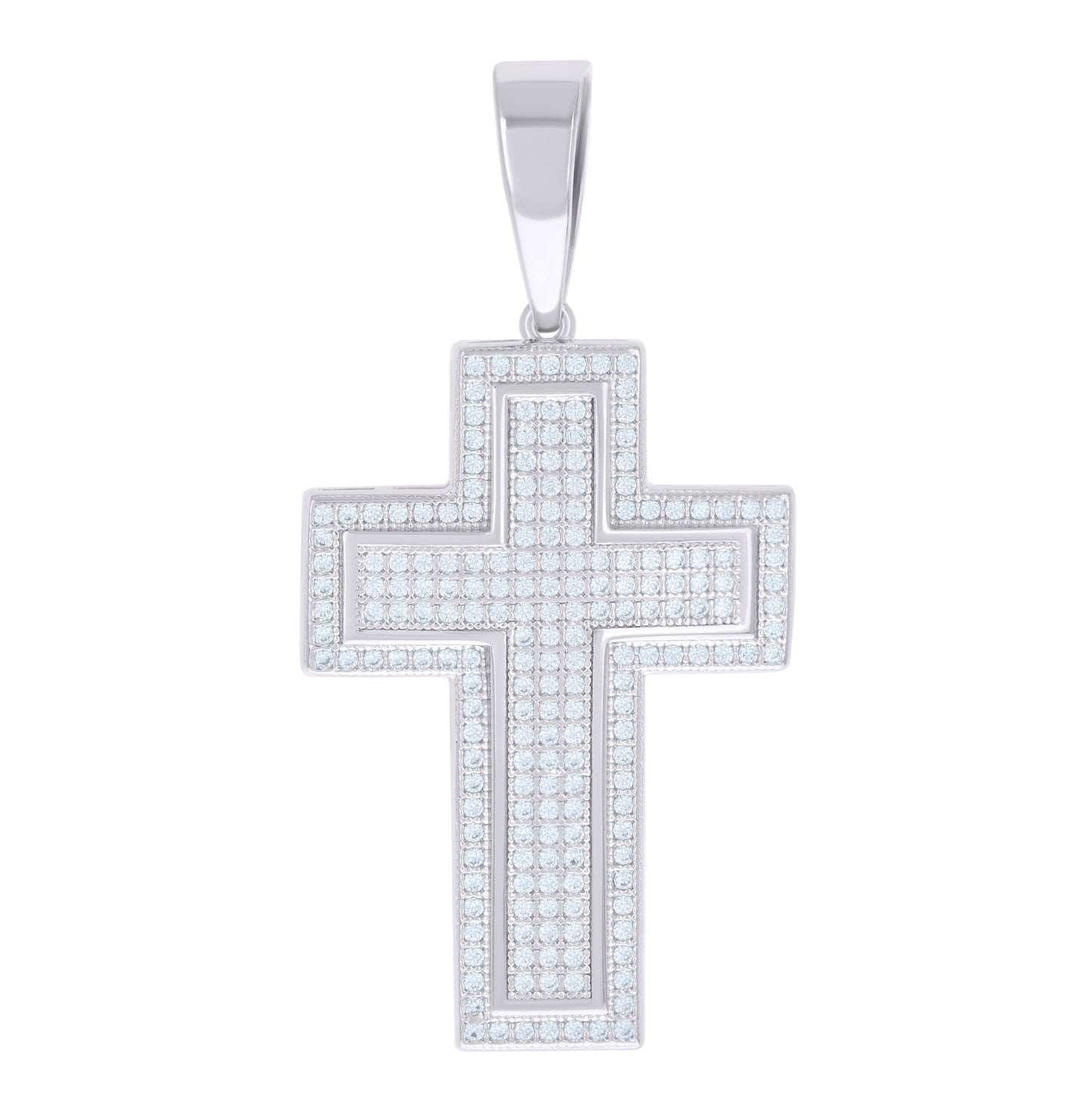 Sterling Silver Unisex Cubic Zirconia Cross Religious Charm Pendant