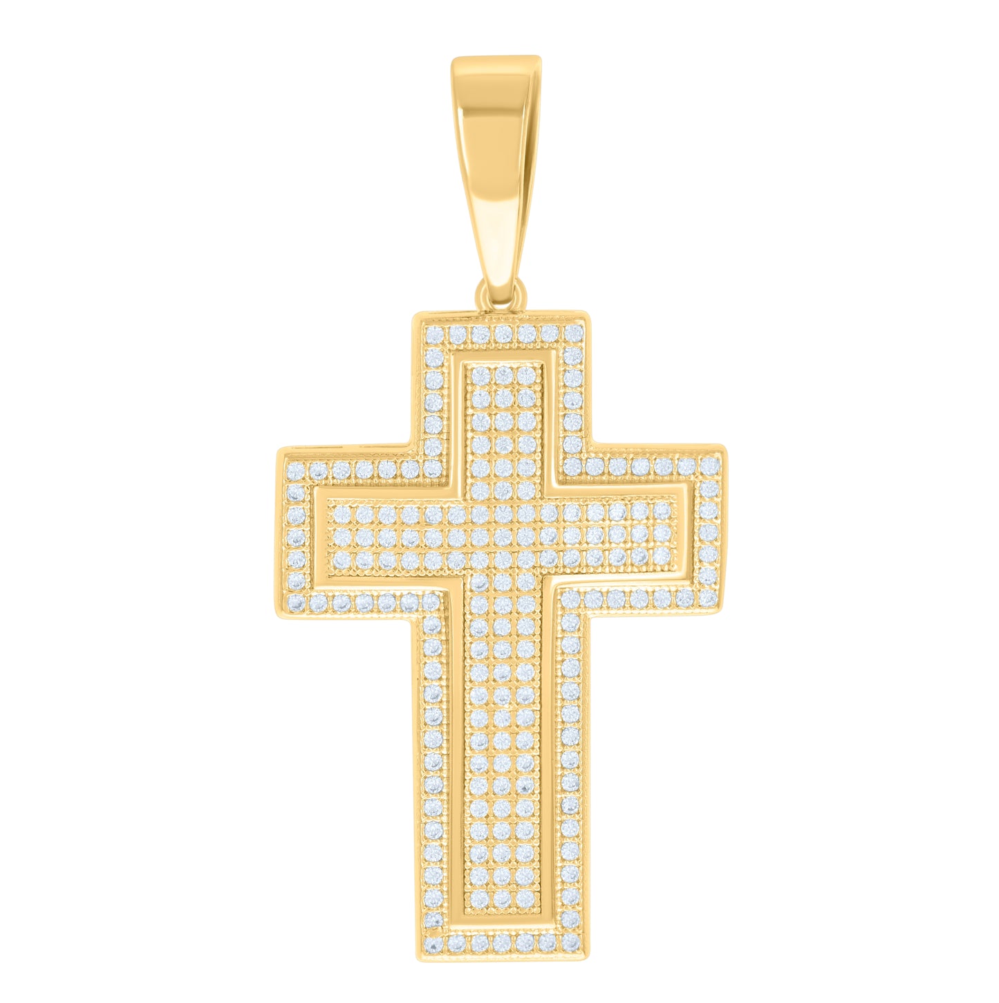 Sterling Silver Unisex Cubic Zirconia Cross Religious Charm Pendant
