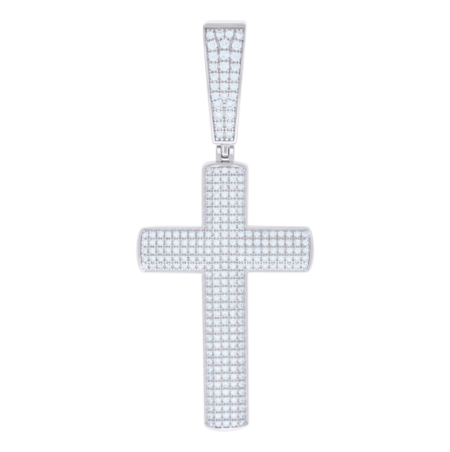 Sterling Silver Unisex Cubic Zirconia Cross Religious Charm Pendant
