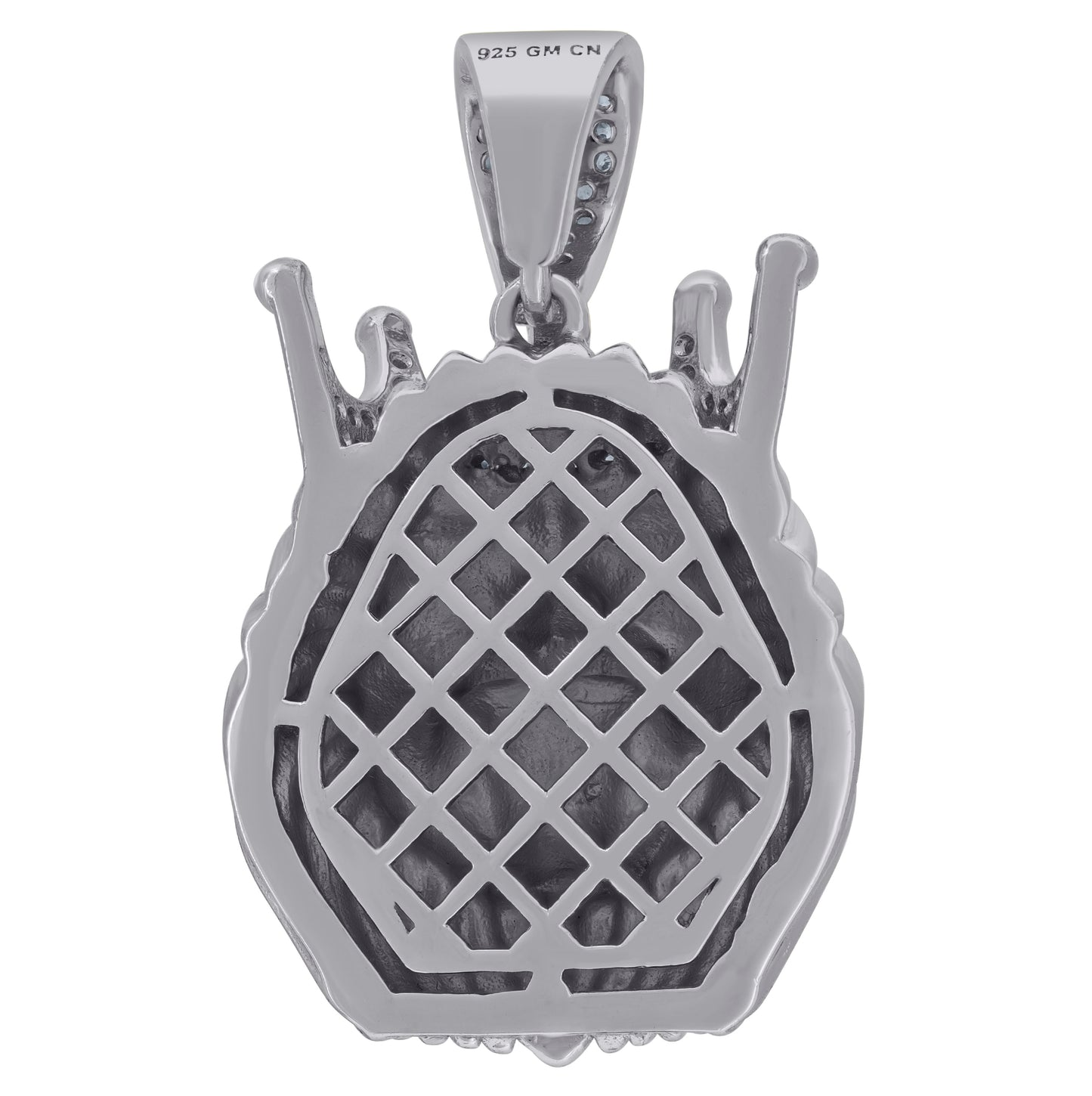 Sterling Silver Mens Cubic Zirconia Animal Lion Charm Pendant