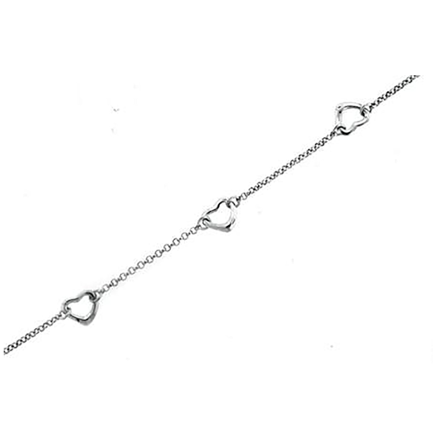 Sterling Silver Womens Fancy Link Heart Bracelet