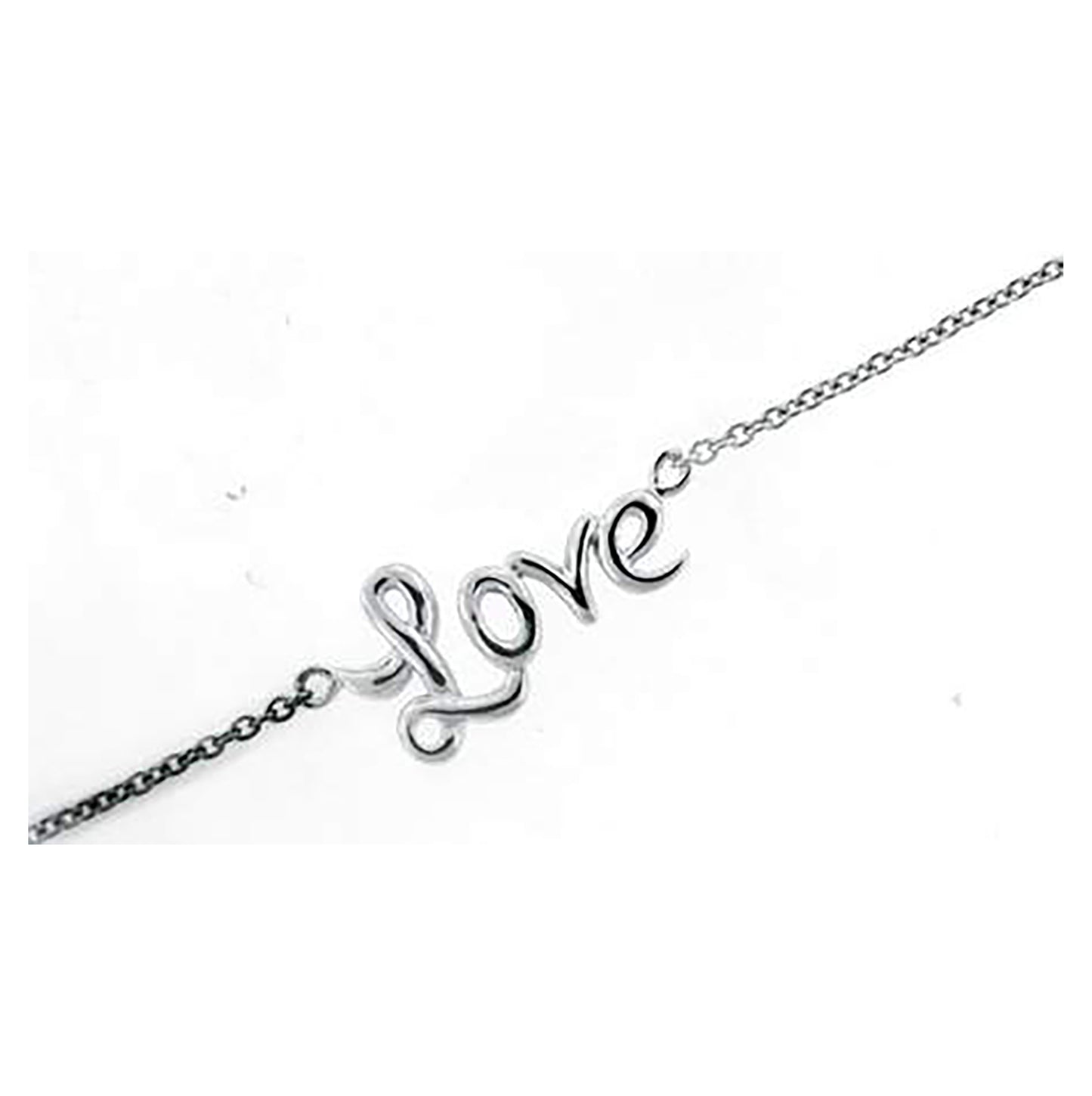 Sterling Silver Womens Fancy Link Love Bracelet