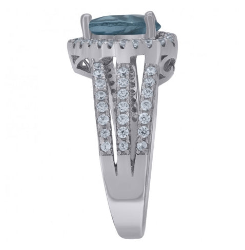 Sterling Silver Womens Cubic Zirconia Heart Bridal Anniversary Wedding Engagement Band Ring