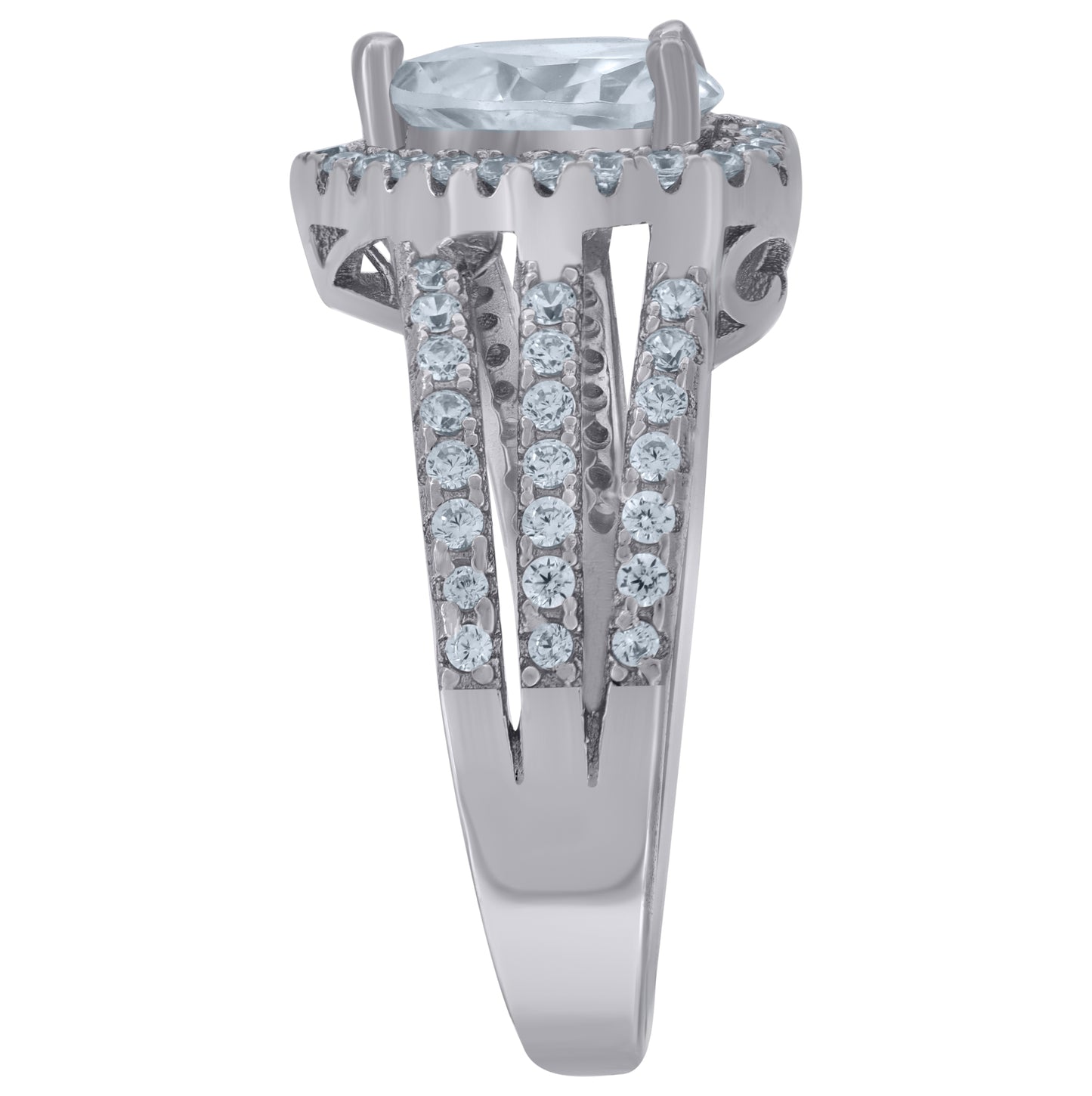 Sterling Silver Womens Cubic Zirconia Heart Bridal Anniversary Wedding Engagement Band Ring