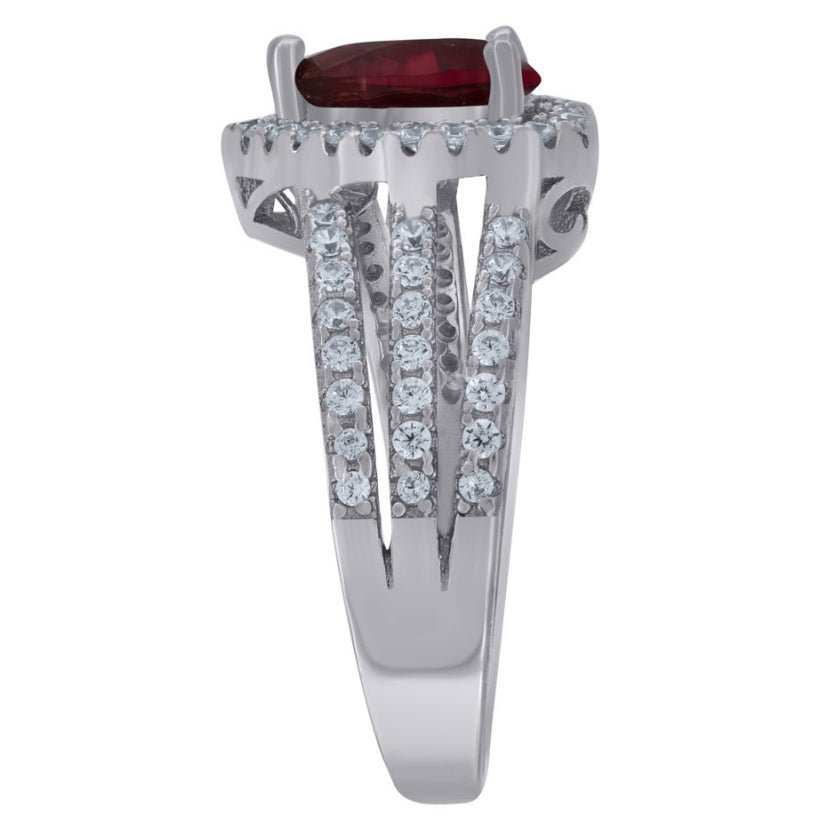 Sterling Silver Womens Cubic Zirconia Heart Bridal Anniversary Wedding Engagement Band Ring