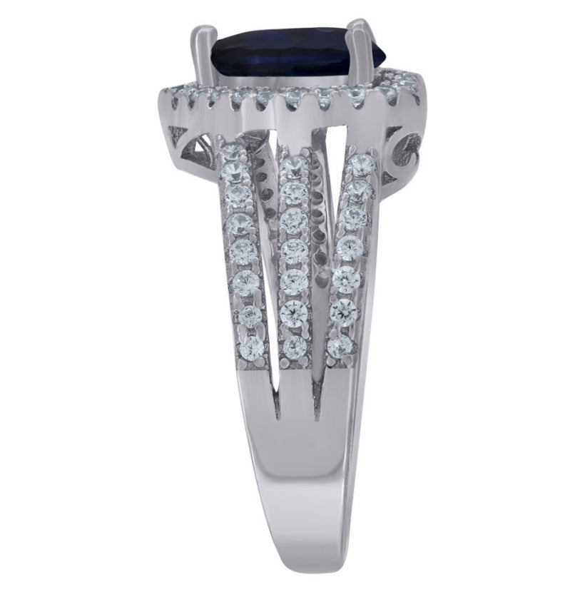Sterling Silver Womens Cubic Zirconia Heart Bridal Anniversary Wedding Engagement Band Ring